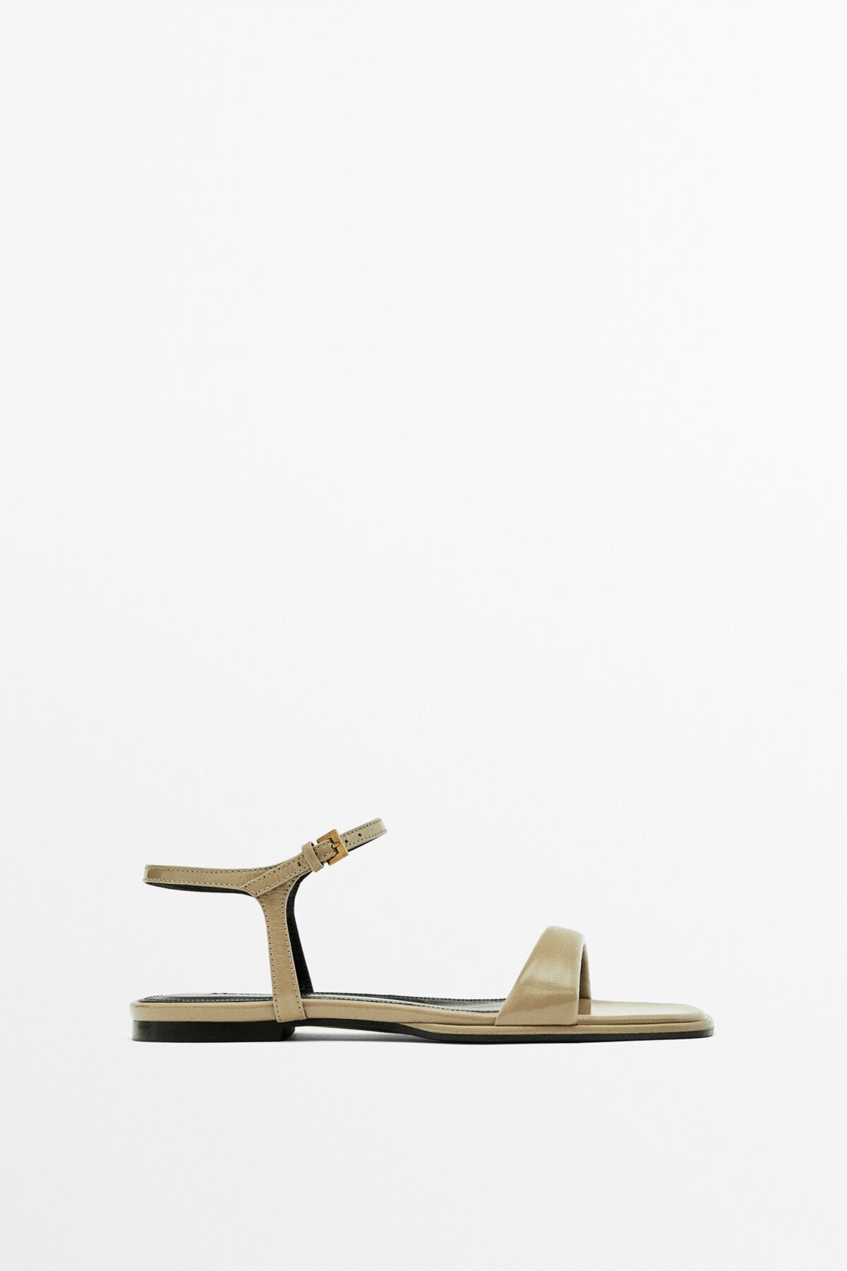 Massimo Dutti Buruşuk rugan yüzeyli düz sandalet