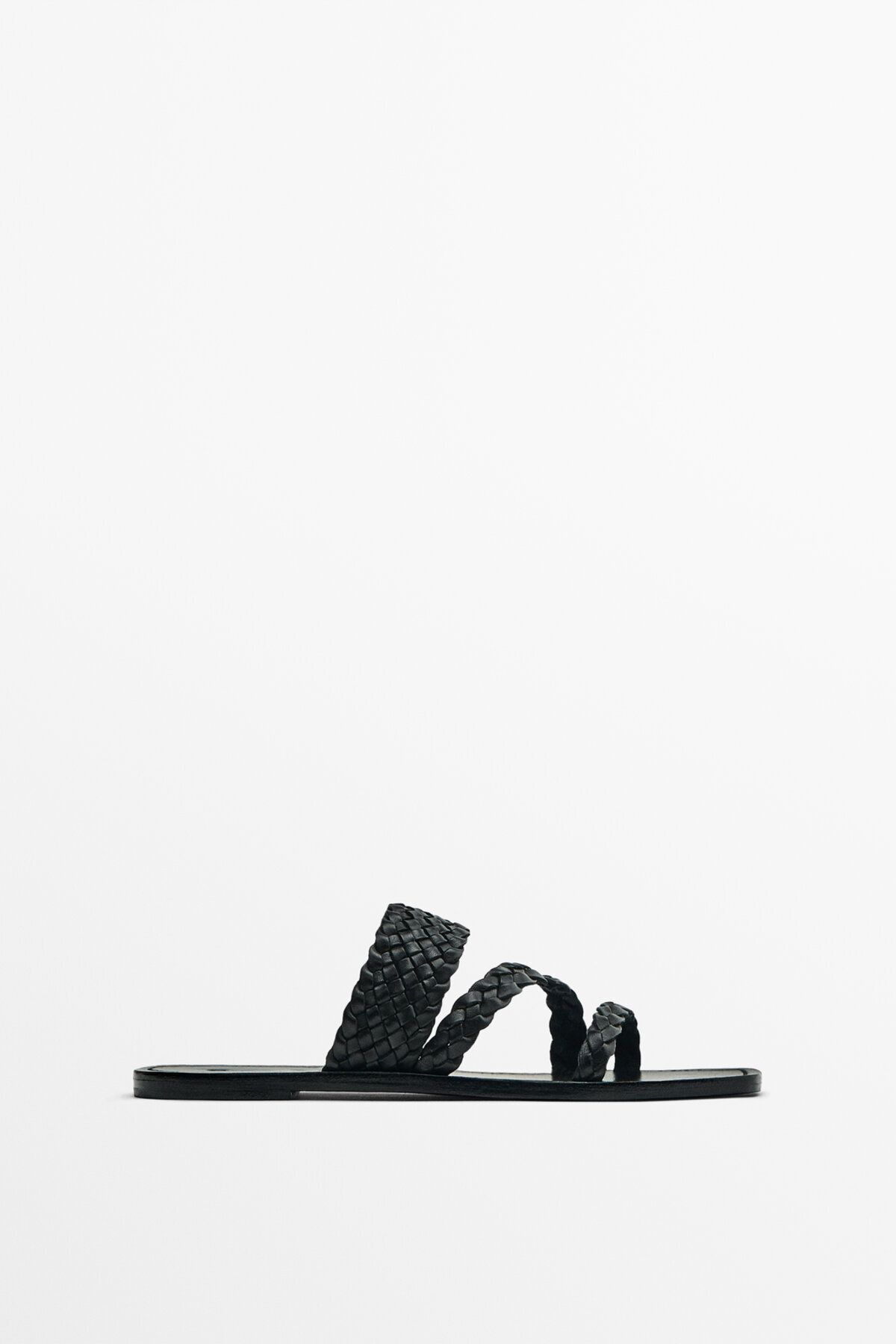 Massimo Dutti Örgü bantlı düz sandalet