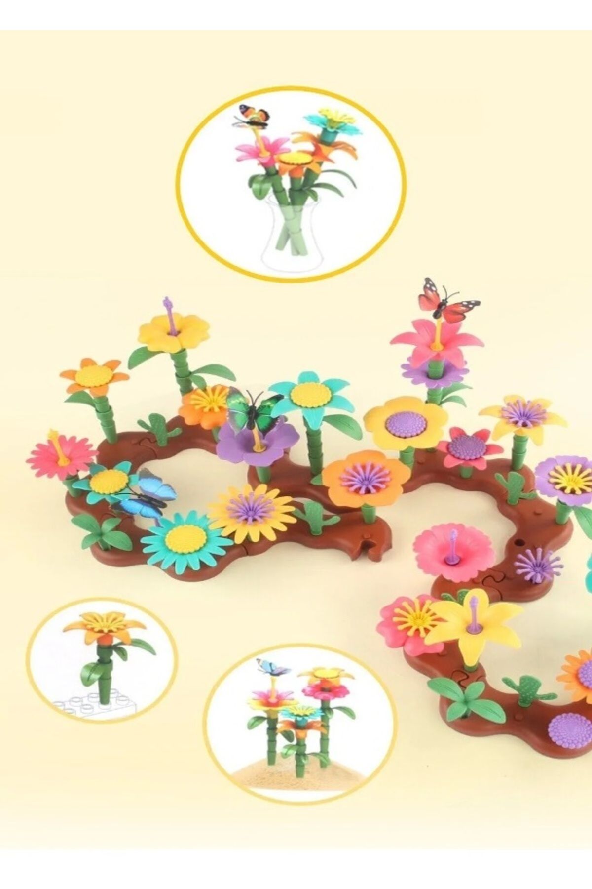 KİNG VEGAS TİCARET 53 Parça Bahçe Çiçek Yapım Seti Yapboz Bul Tak Puzzle Plaj Deniz Oyuncağı Eğitici Oyuncak