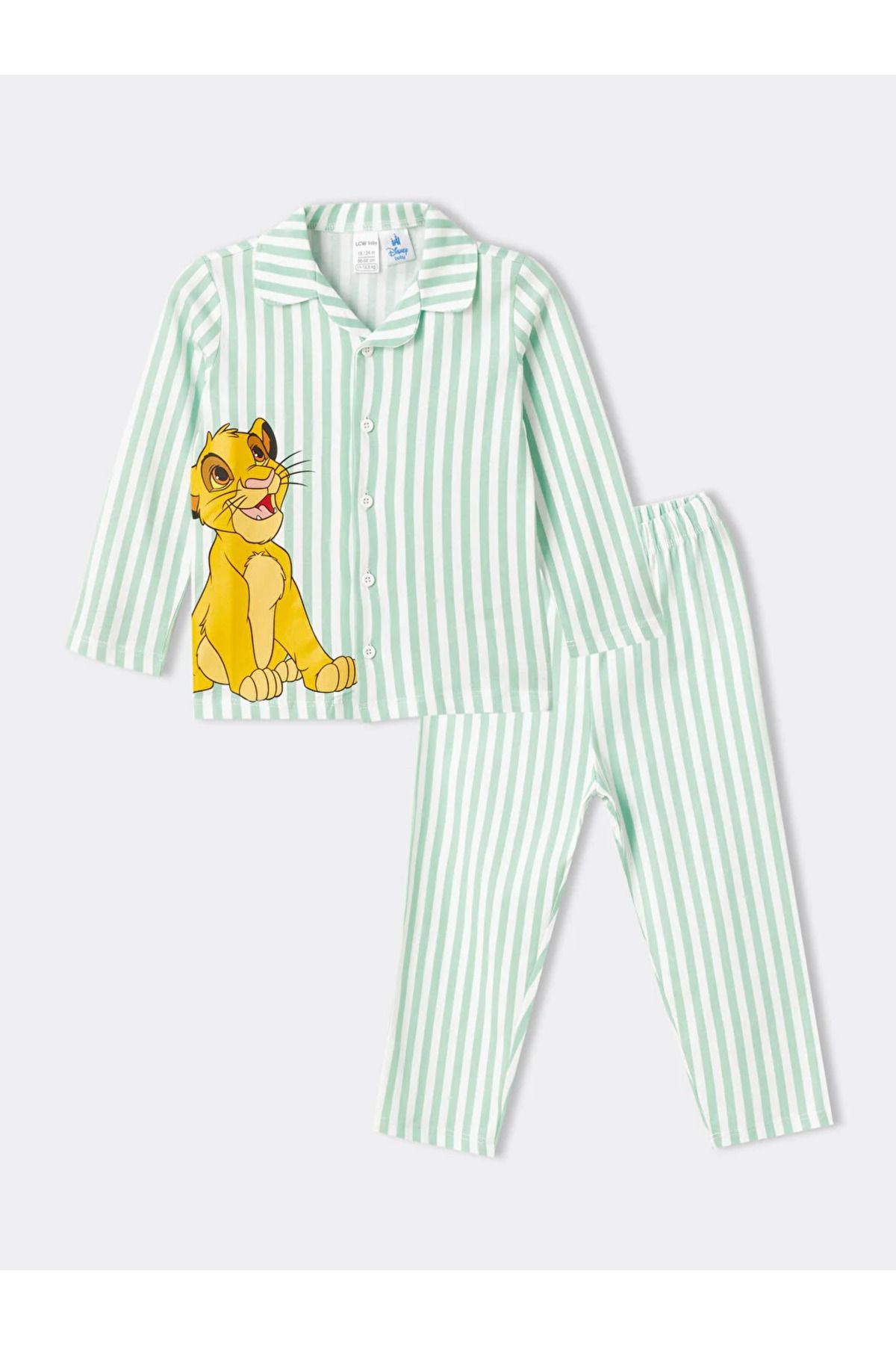 LC Waikiki LCW baby Polo Yaka Uzun Kollu Aslan Kral Baskılı Erkek Bebek Pijama Takım