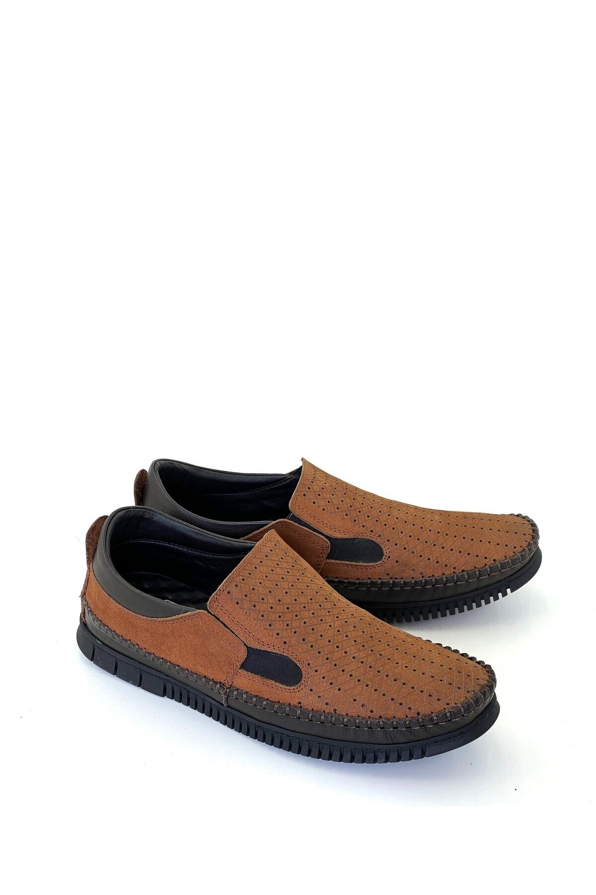 grado Hakiki Deri Erkek Yazlık Delikli Comfort Loafer Taba Rengi 4300-7