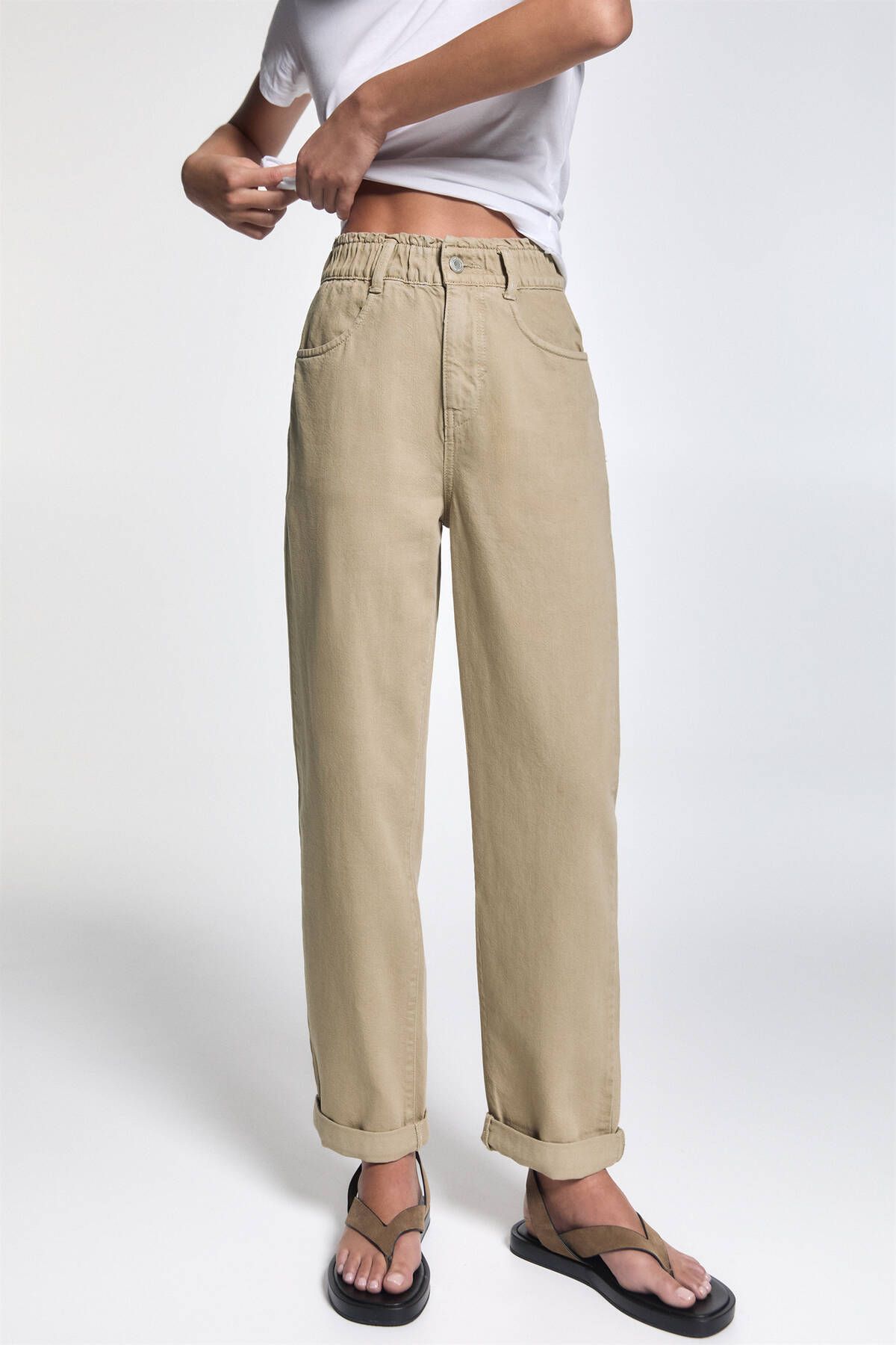 Pull & Bear Straight fit paperbag pantolon