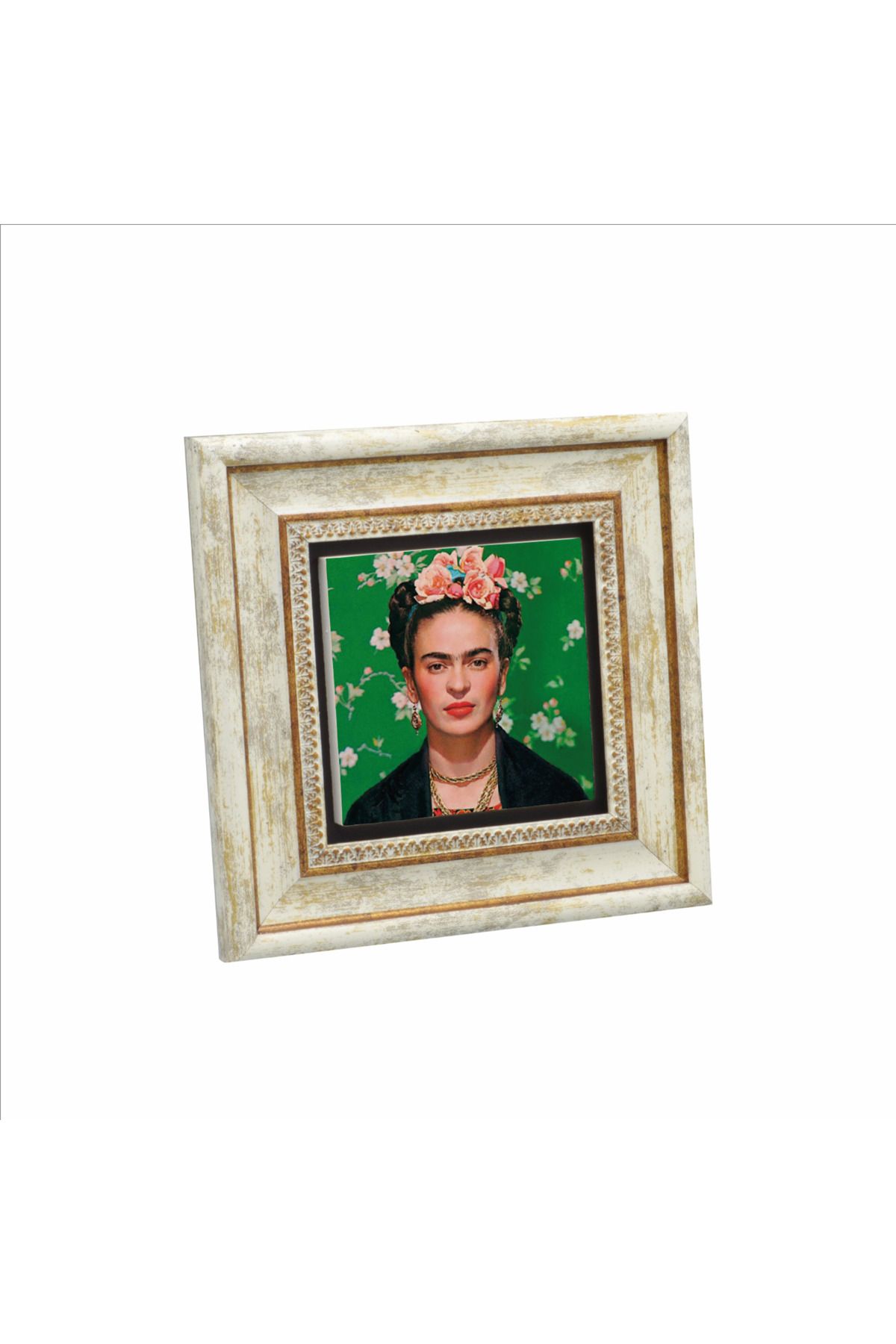 BAKSEPETE Frida Kahlo Portresi Baskılı Doğaltaş Tablo 20x20 KRG-137