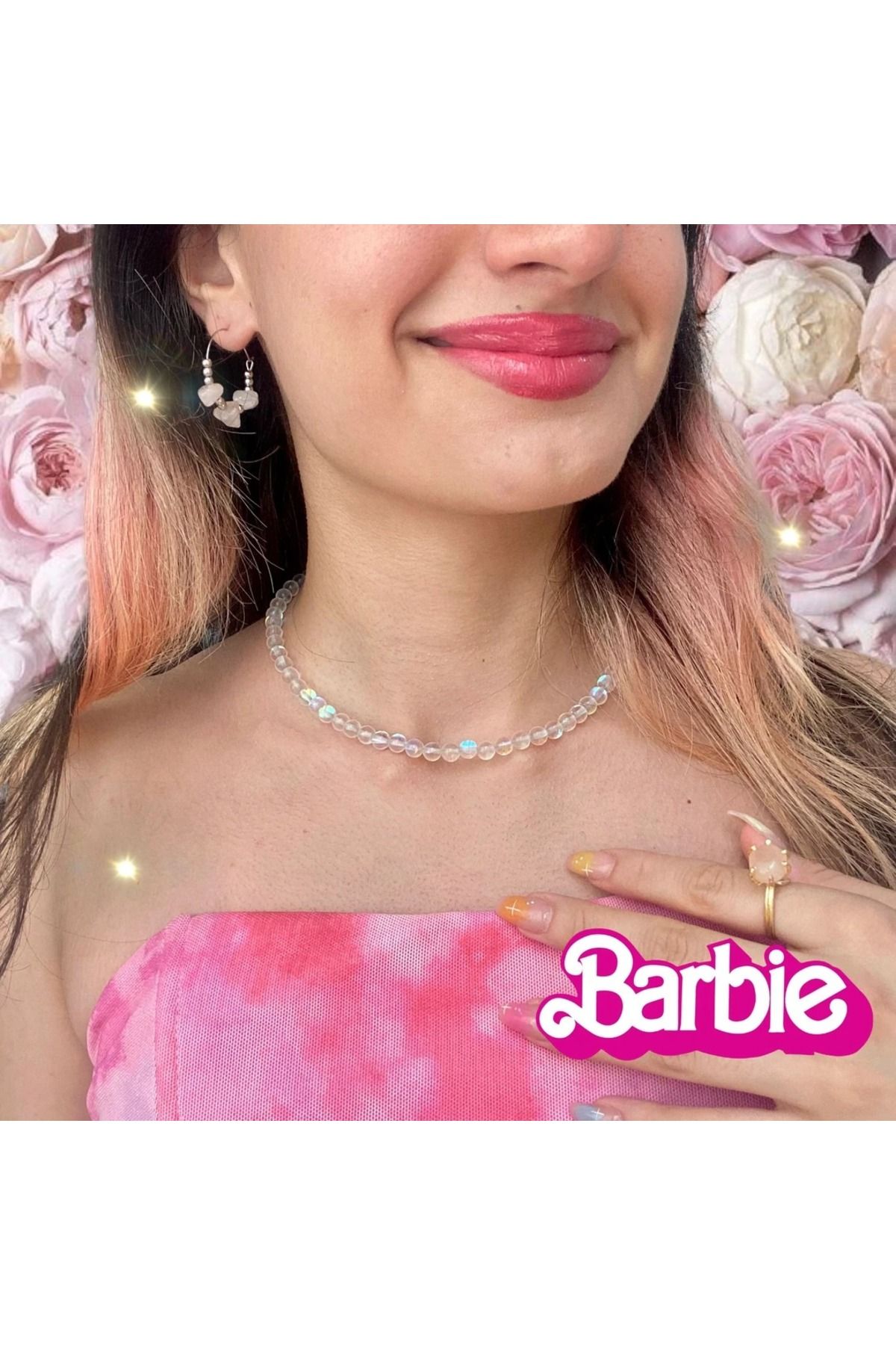 Elifsu Jewelry Termal Kuvars 6mm Taşlı Barbie Kolye