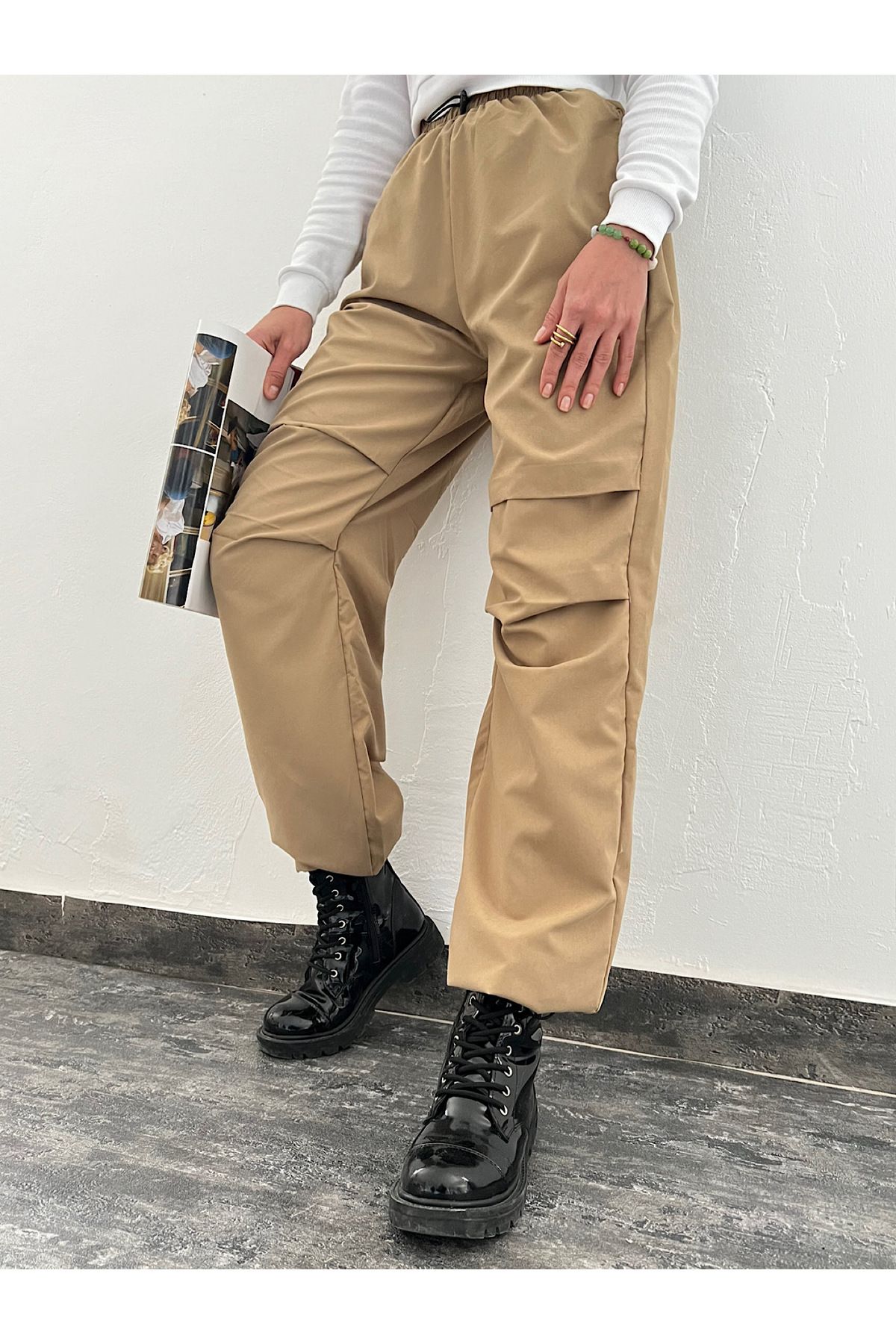 hepsi moda Paça Lastikli Pantolon - İPM - Vizon