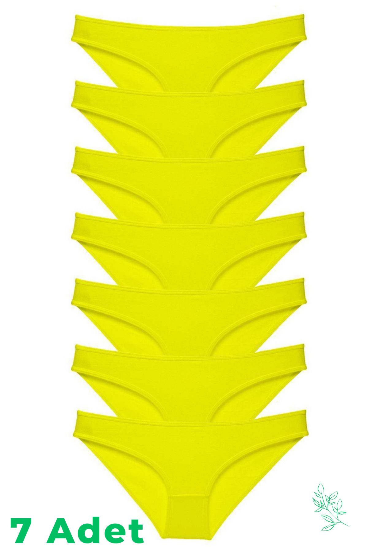 grey cat Premium Ürün Sarı Modern Konforlu Pamuklu Rahat Süper Eko Set Likralı Kadın 7 Adet Slip Külot