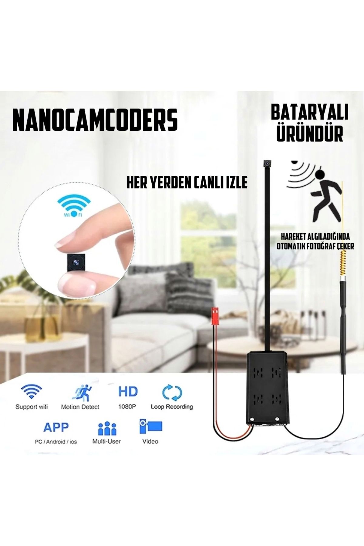 Nanocamcoders 1080p Mini Wifi Güvenlik Kamerası Mikro Gözetleme Güvenlik Gizli Pır Kamera Uzak Izle Hd Wgk01