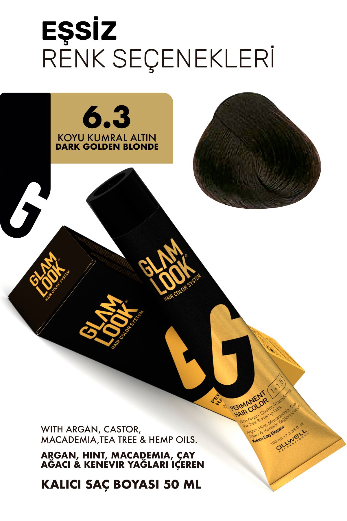 glam look 6.3 / Koyu Kumral Altın - Dark Golden Blonde - Glamlook Saç Boyası