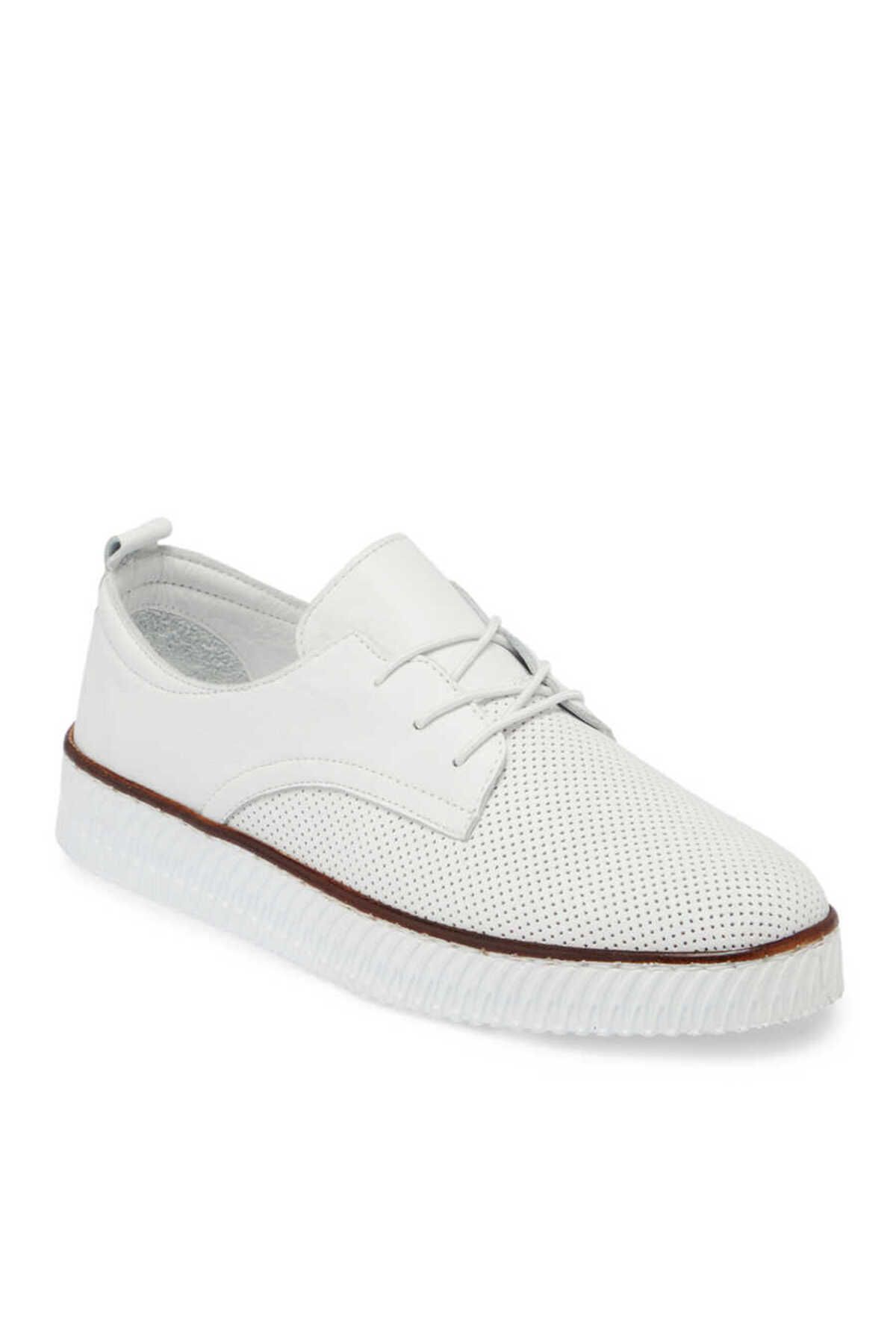 Tergan Beyaz Deri Kadın Casual Ayakkabı - K23I1AY66483-A26