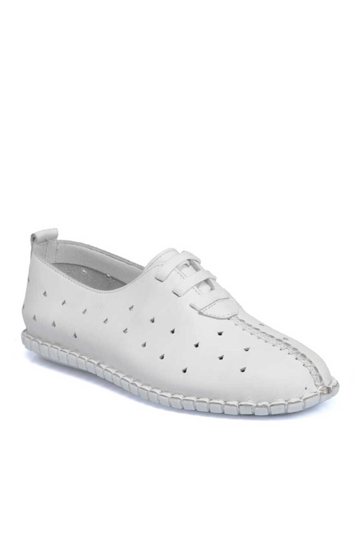 Tergan Beyaz Deri Kadın Casual Ayakkabı - K23I1AY66681-A26