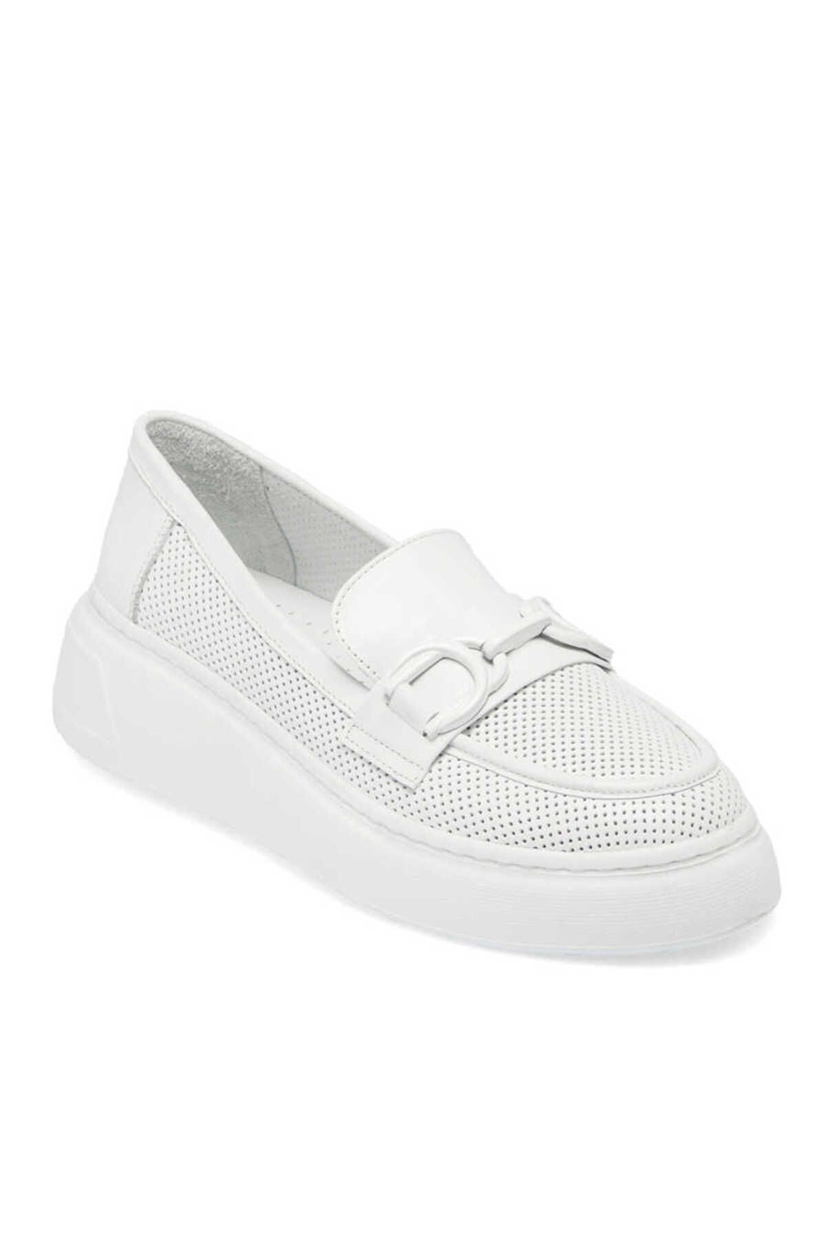 Tergan Beyaz Deri Kadın Casual Ayakkabı - K23I1AY66542-A26