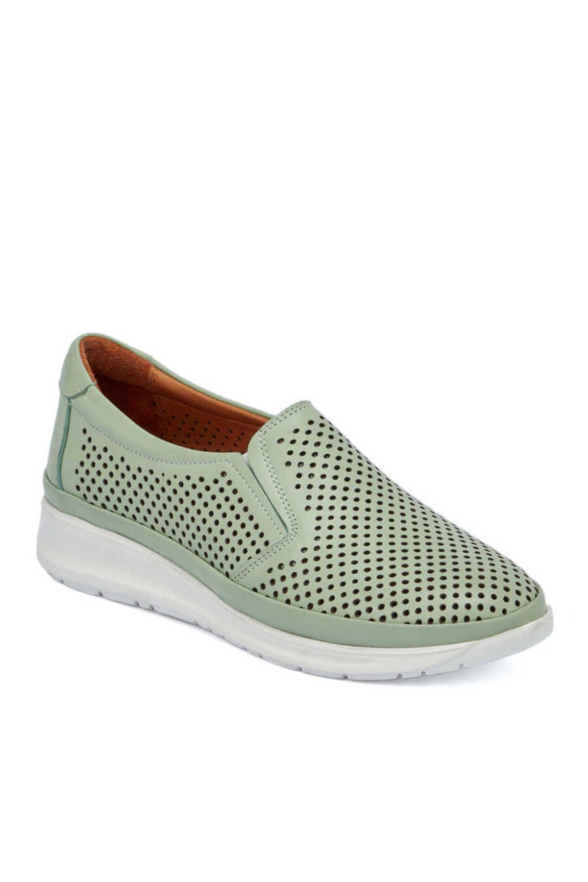 Tergan Yeşil Deri Kadın Casual Ayakkabı - K23I1AY66640-G81