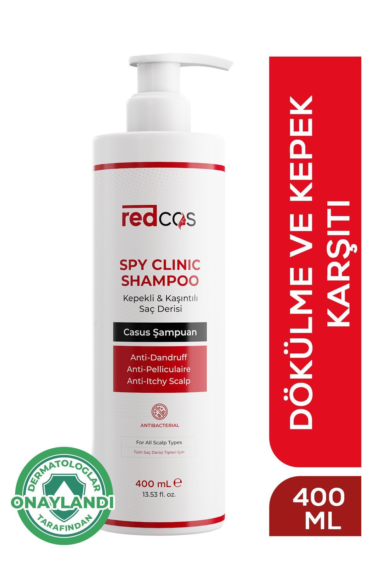 redCOS Tüm Saç Tipleri Kepek Karşıtı, Kaşınma ve Döküntü Karşıtı Saç ve Saç Derisi Bakım Şampuanı ANTİ-PEL
