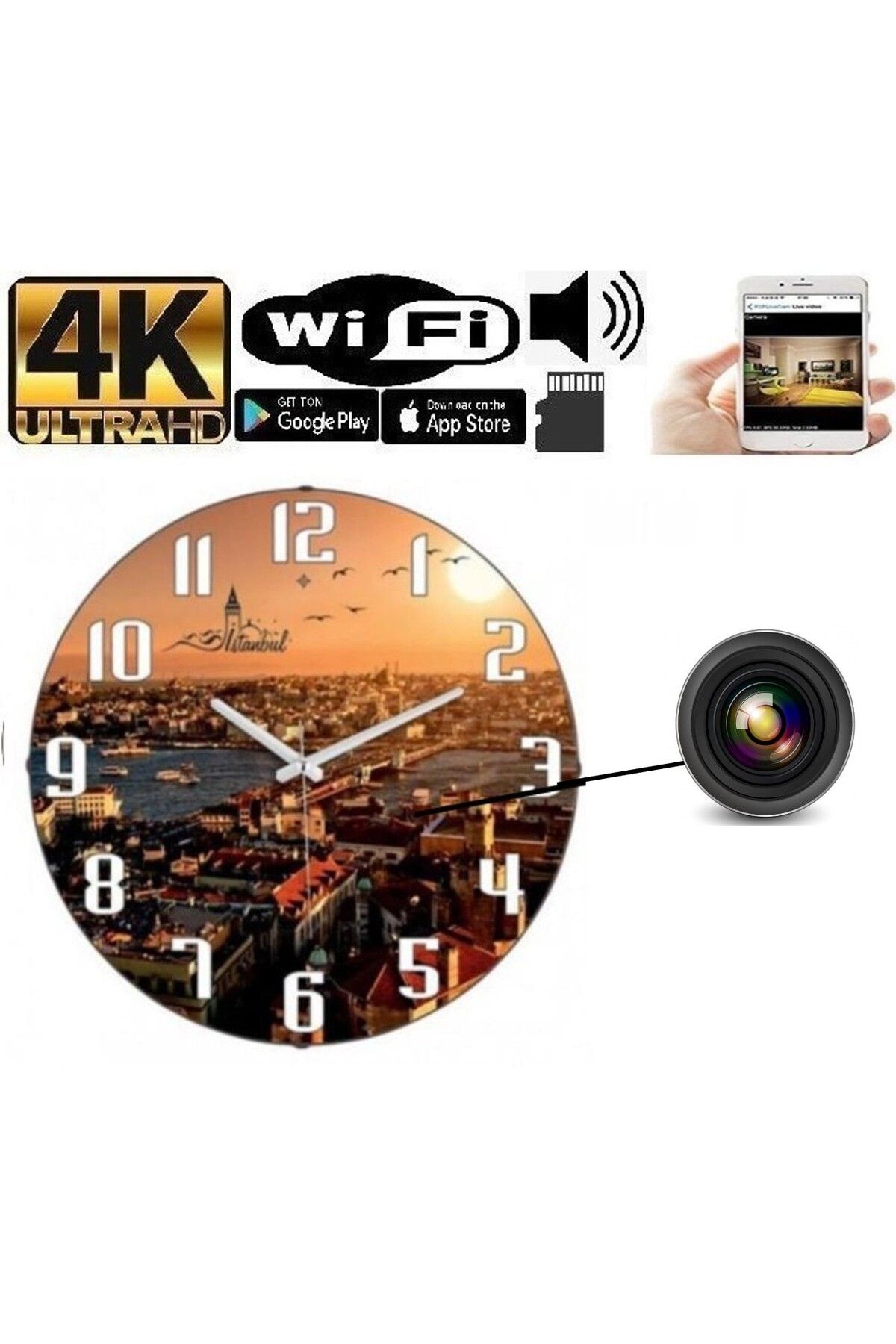 kamera online Duvar Saati Gizli Wifi Kamera 4k Canlı Izleme Ve Kayıt