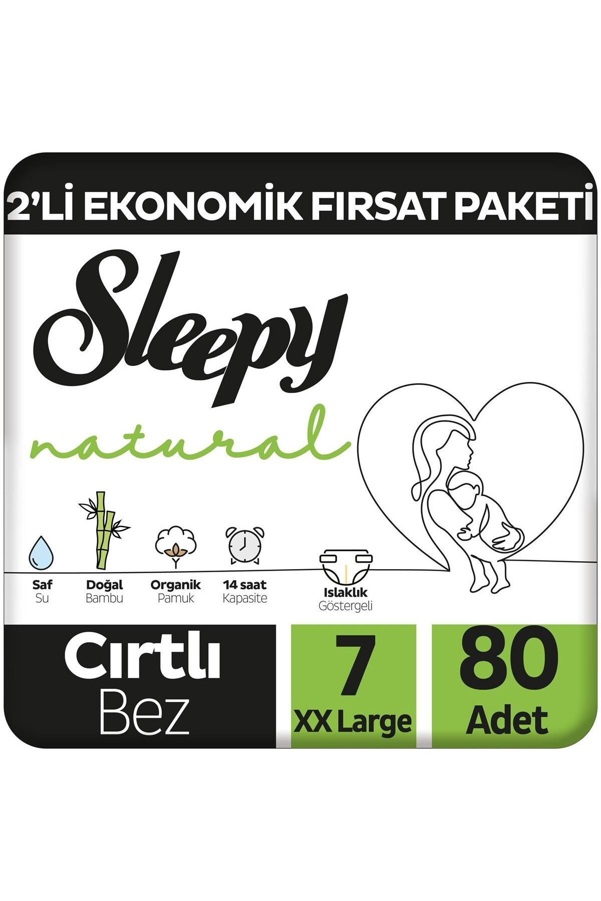 Sleepy Natural 2'li Ekonomik Fırsat Paketi Bebek Bezi 7 Numara Xxlarge 80 Adet