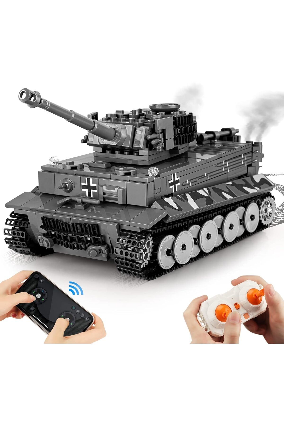 URGEAR Kaplan Tankı Yapı Taşları Seti WW2 Askeri Model Şarj Edilebilir Uzaktan Kumandalı Uygulama Kontrollü