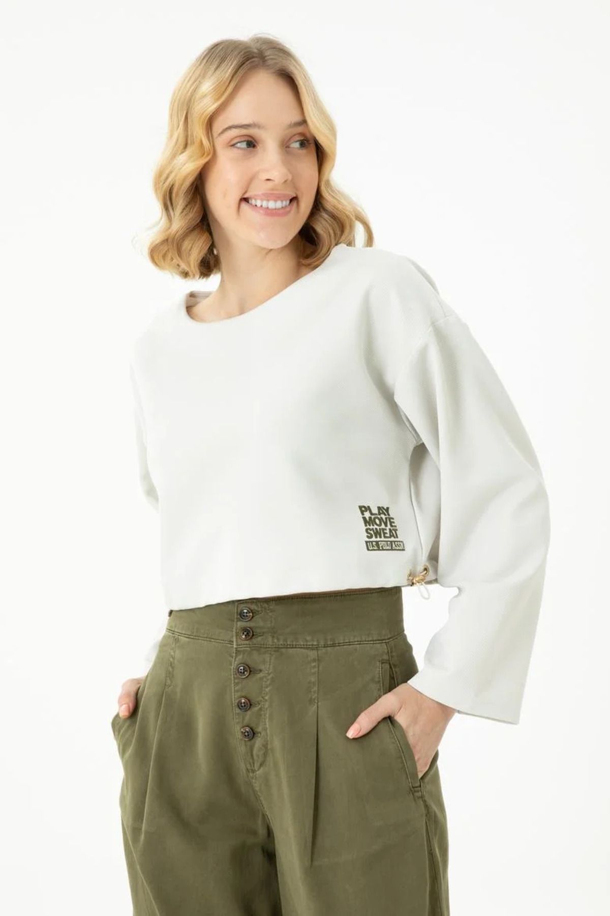U.S. Polo Assn. Kadın Top Crop Sweatshirt