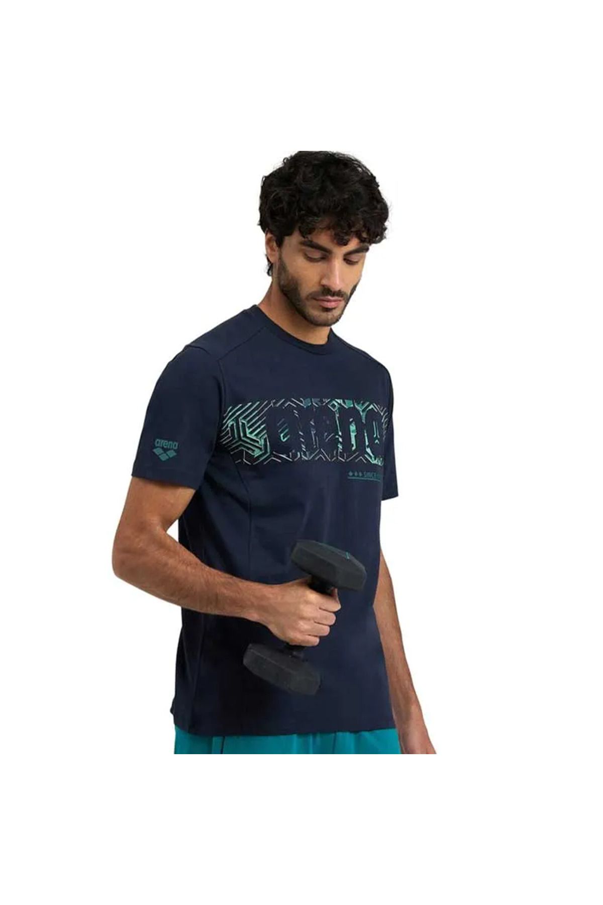 Arena Logo Cotton Erkek Mavi Günlük Stil T-shirt 005336706