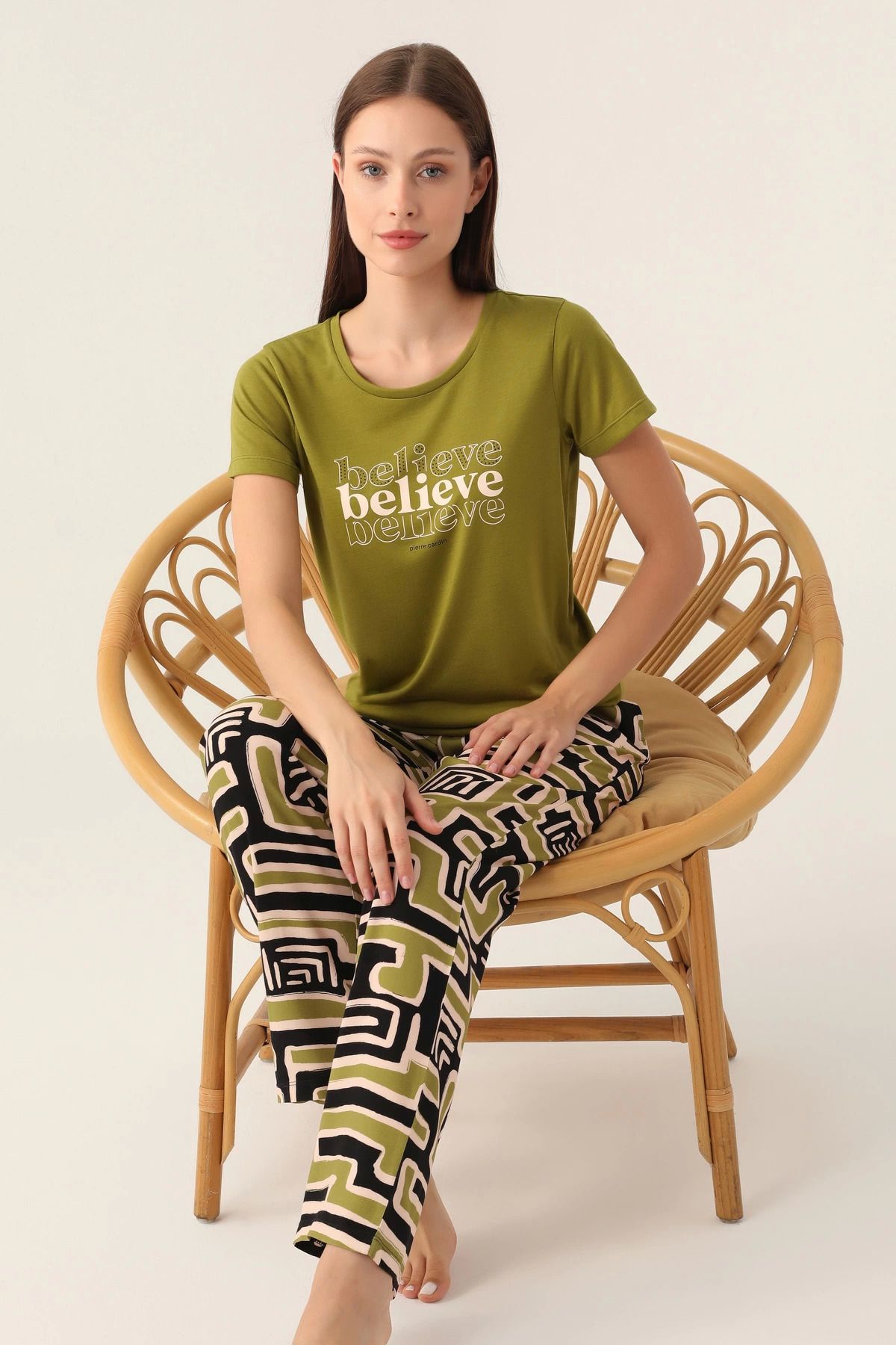 Pierre Cardin Kadın, Lisanslı, Yeşil Pijama Takımı
