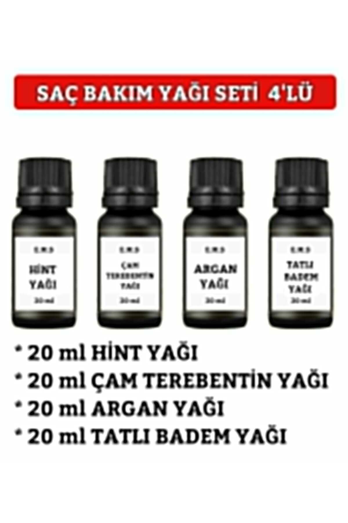 E.M.S AVM SAÇ BAKIM YAĞI SETİ 4'LÜ HİNT YAĞI - ÇAM TEREBENTİN YAĞI - ARGAN YAĞI - TATLI BADEM YAĞI 4 X 20 ML.