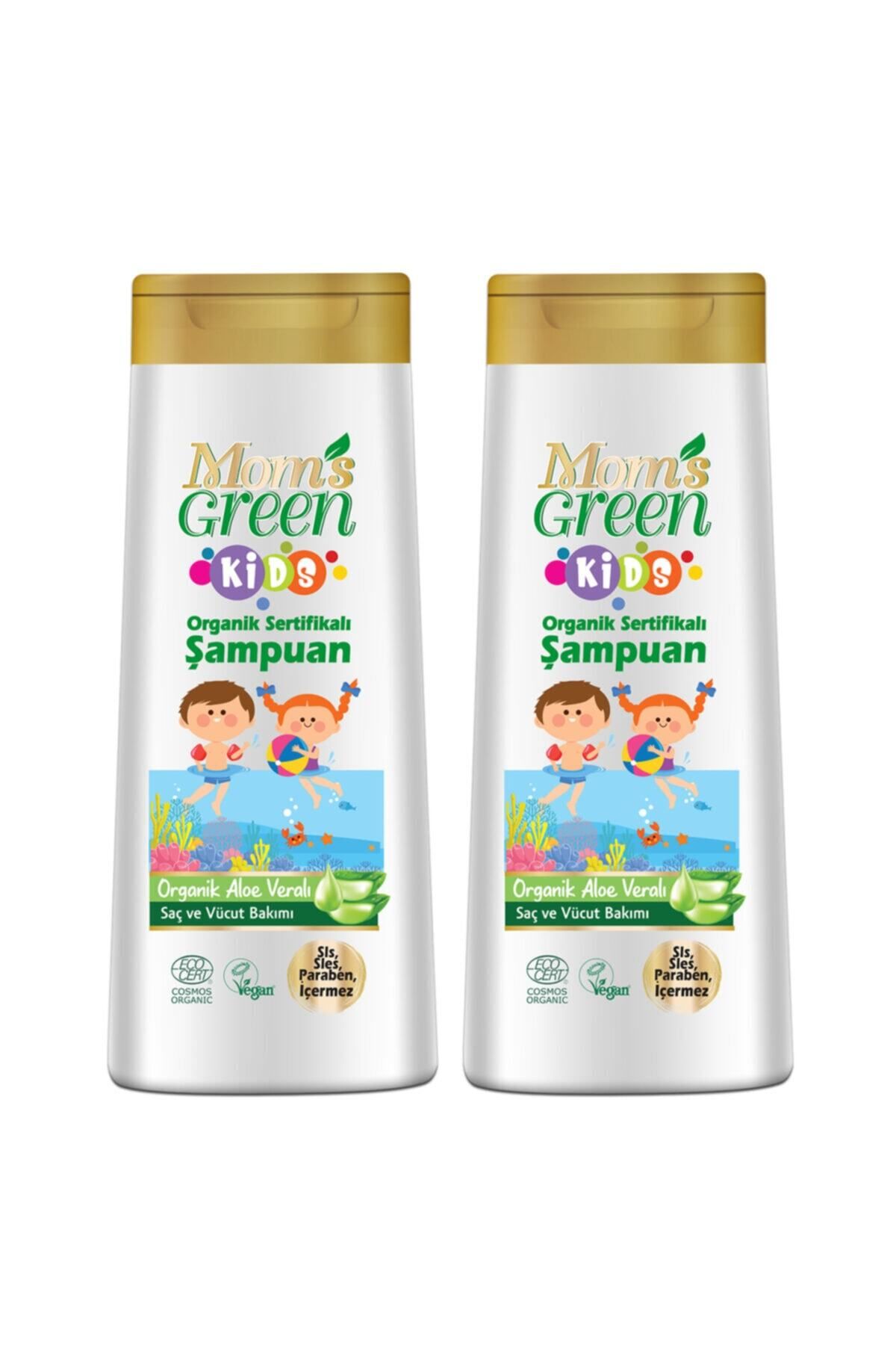 Mom's Green 2'li Kids 400 ml Organik Sertifikalı Aloeveralı Çocuk Şampuanı