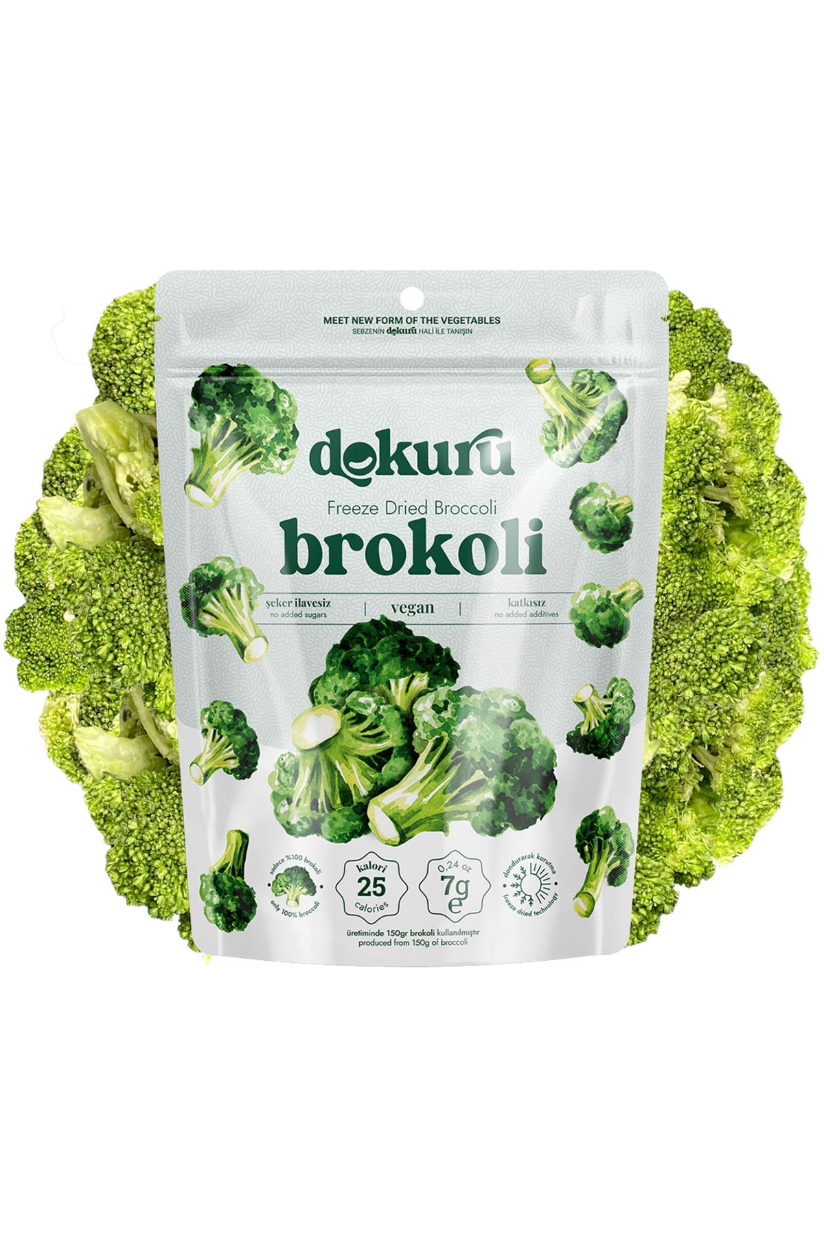 dokuru Brokoli Kuru Sebze Cipsi - Dondurularak Kurutulmuş Freeze Dried Çıtır Brokoli Kurusu