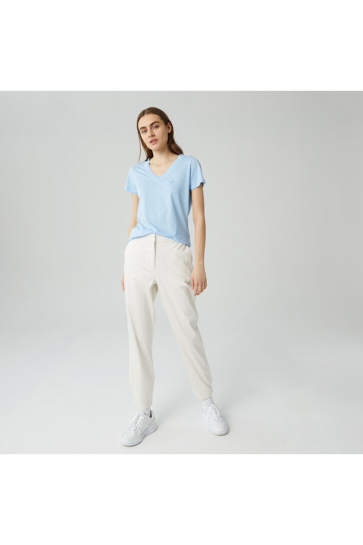 Lacoste Kadın Relaxed Fit Beyaz Pantolon