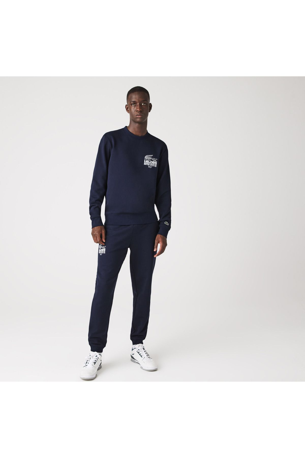 Lacoste Erkek Tapered Fit Baskılı Lacivert Eşofman Altı