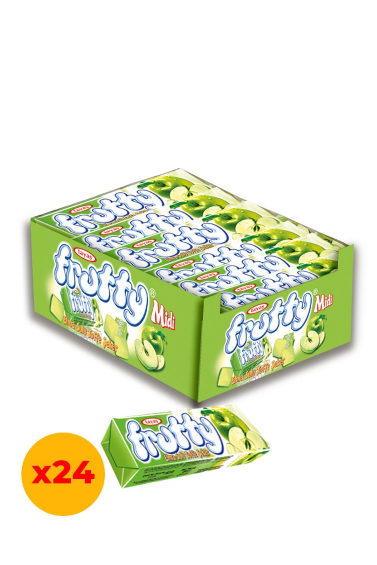 TAYAŞ Frutty Midi Elmalı Yumuşak Şeker 20 gr X 24 Adet Kutulu