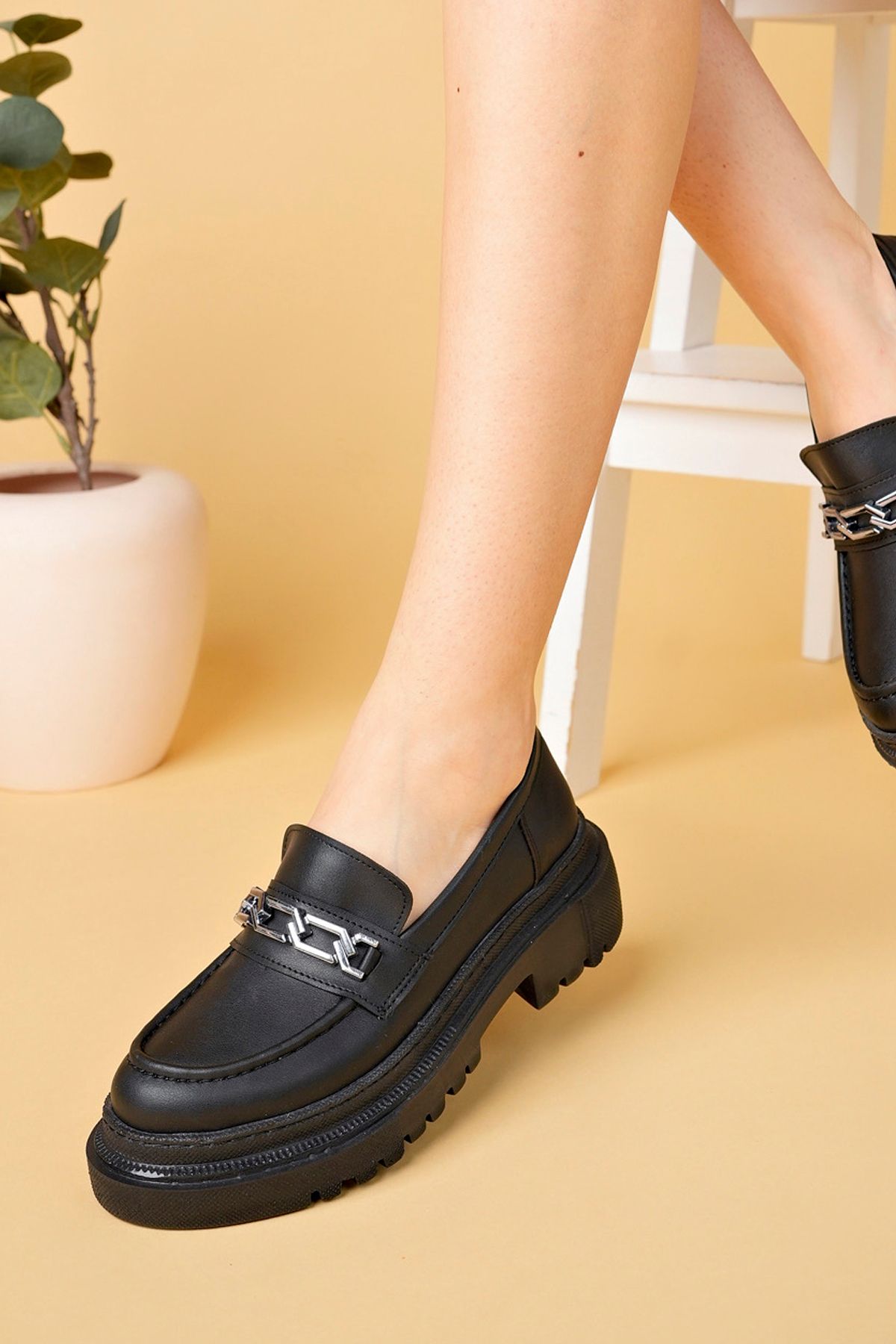 Luis Toronto Ortopedik Taban Klasik Ayakkabı Kadın Kalın Taban Loafer Ayakkabı 2