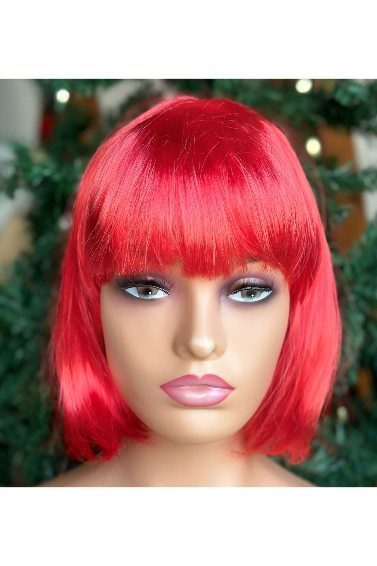 QUEEN AKSESUAR Deniz kızı Parti doğum günü kostüm barbie gösteri peruğu ayarlanır küt peruk saç kırmızı