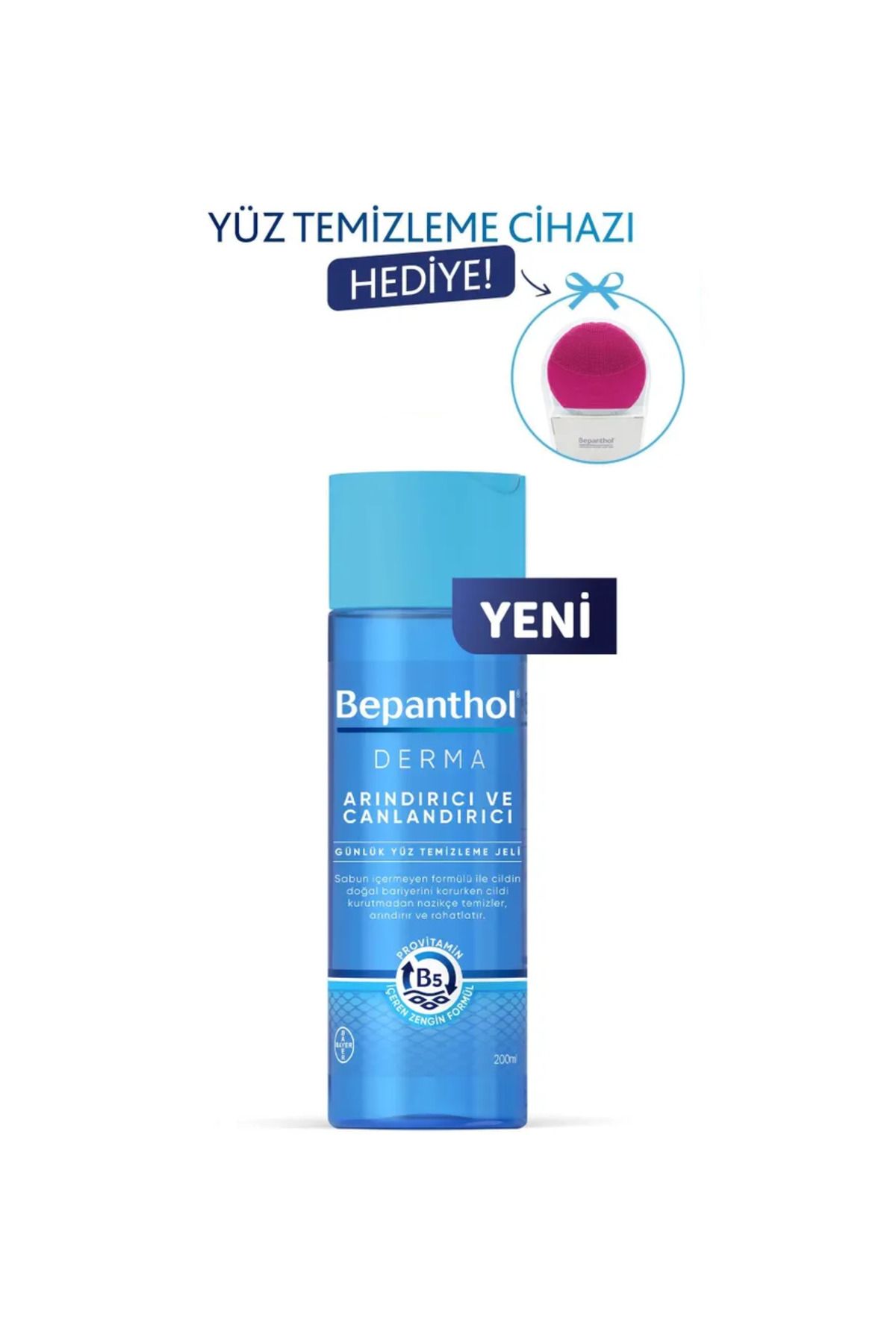 Bepanthol Derma Arındırıcı & Canlandırıcı Günlük Yüz Temizleme Jeli + Makyaj Temizleme Cihazı