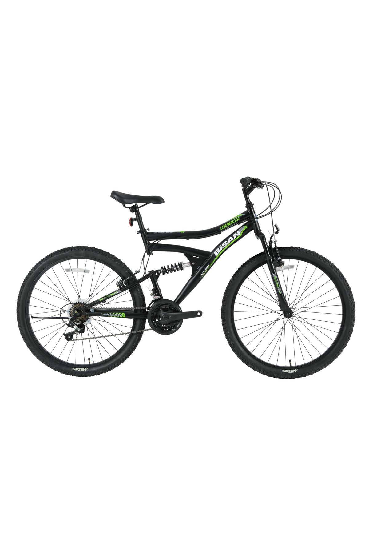 Bisan MTS 4300 24 Jant 21 Vites 40 Cm Kadro Dağ Bisikleti - Mat Siyah/Yeşil