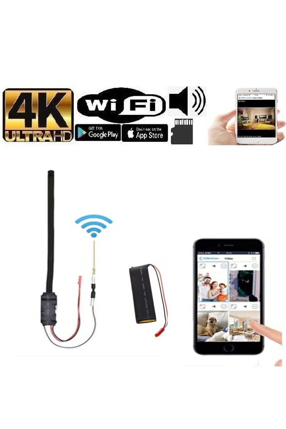 teknotrust 4k Wifi Gizli Mini Video Kamera Kablosuz Kamera Uzaktantan Izleme Kayıt