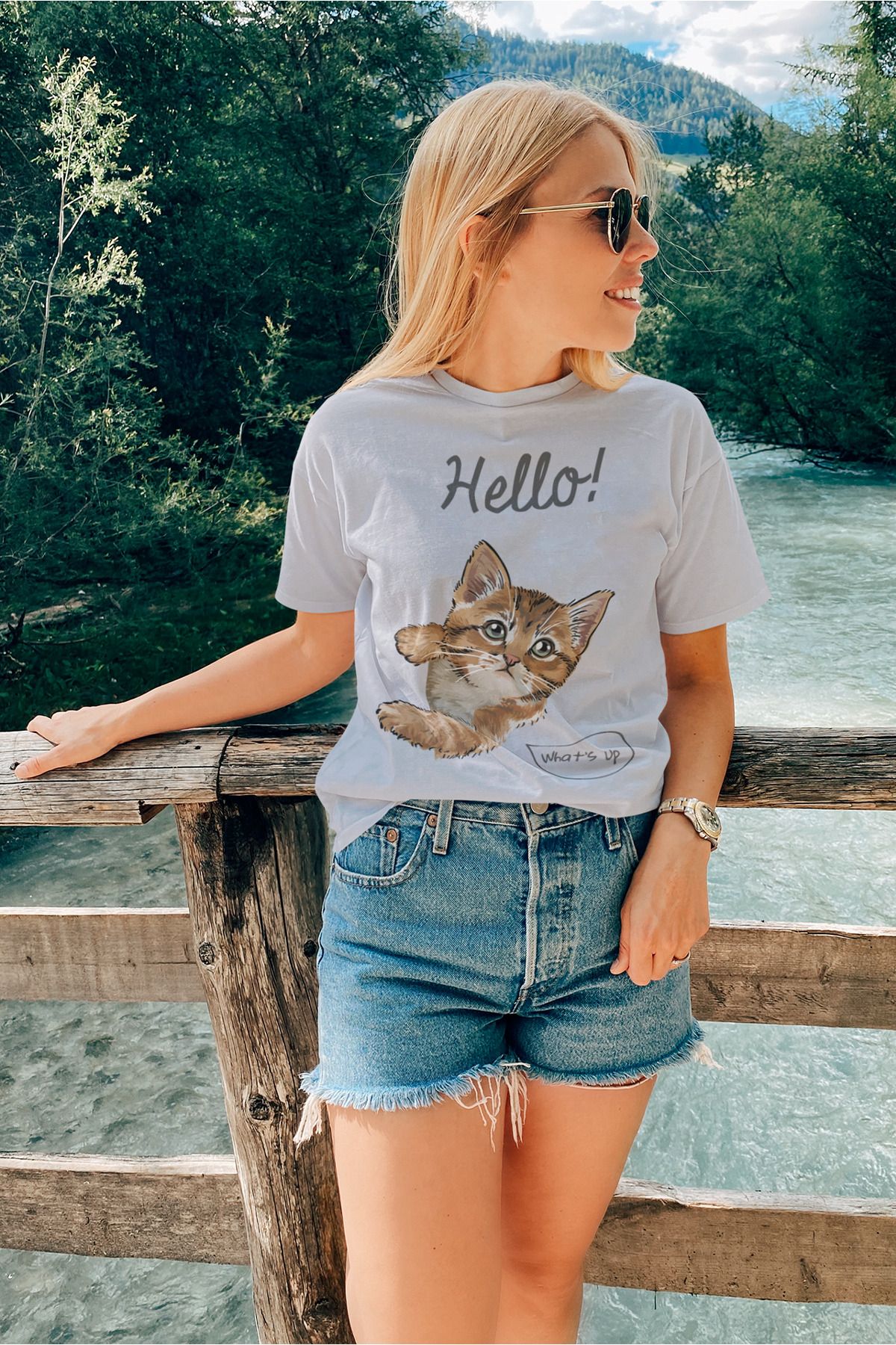 ADABEBEK Hello Cat Oversize Tişört