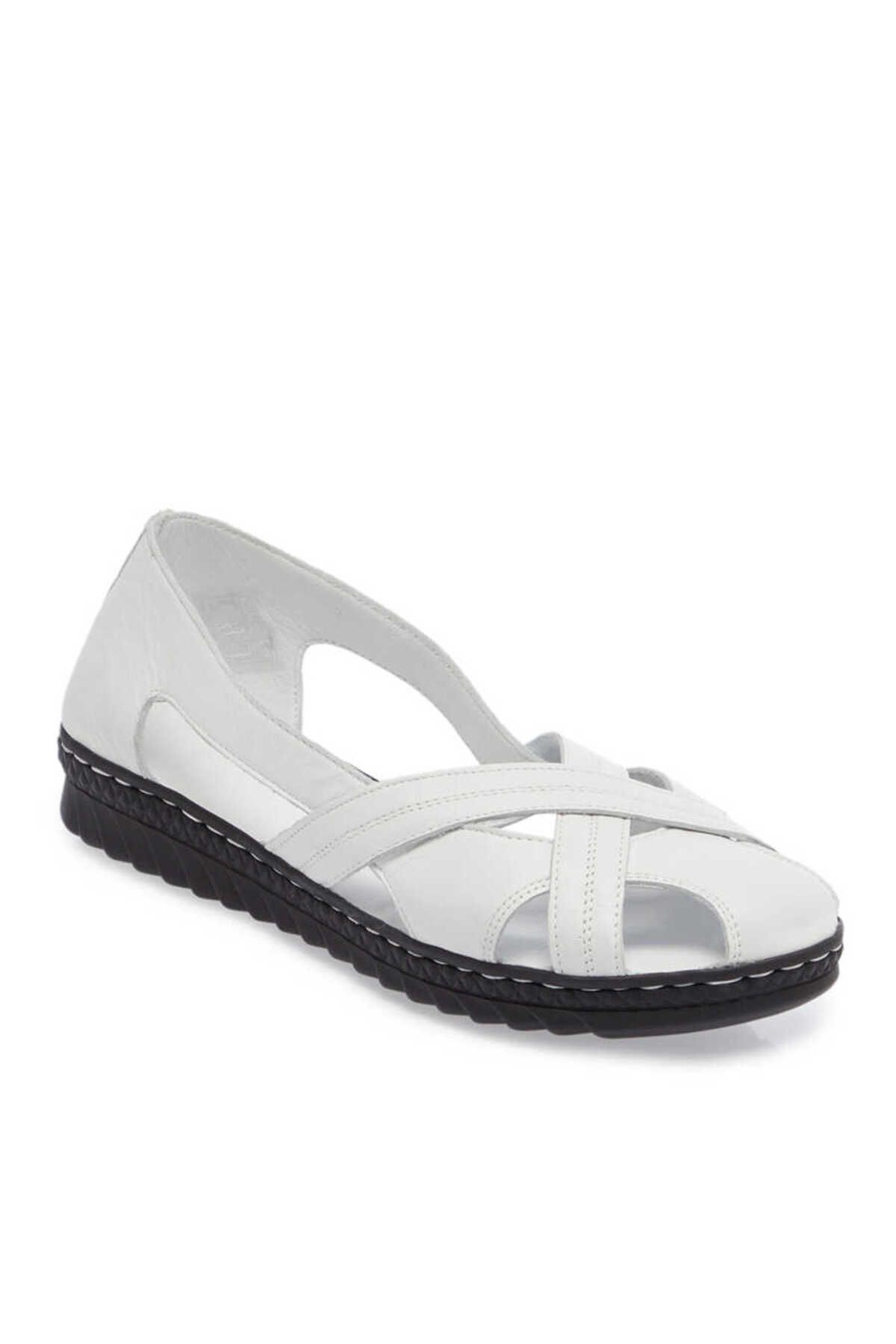 Tergan Beyaz Deri Kadın Casual Ayakkabı - K23I1AY66518-A26