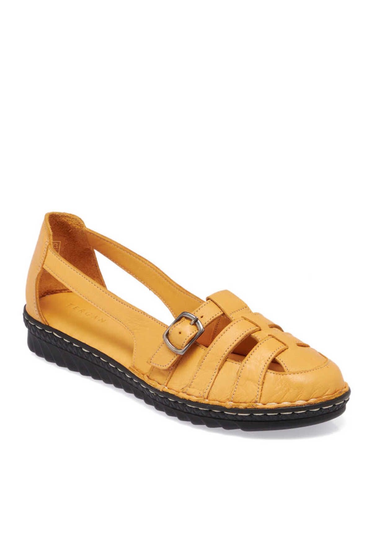 Tergan Sarı Deri Kadın Casual Ayakkabı - K23I1AY66519-Q0I