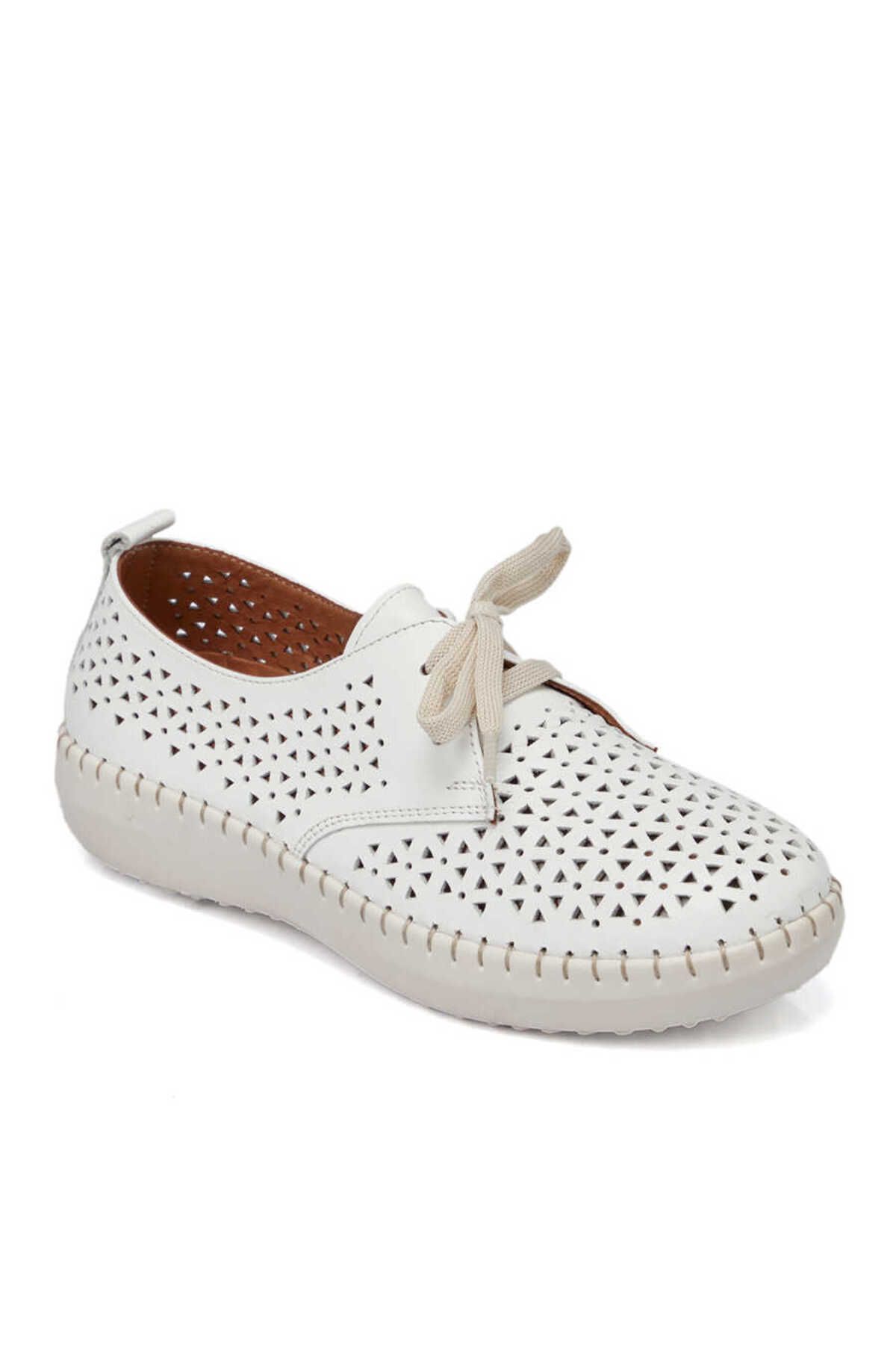 Tergan Beyaz Deri Kadın Casual Ayakkabı - K23I1AY66637-A26
