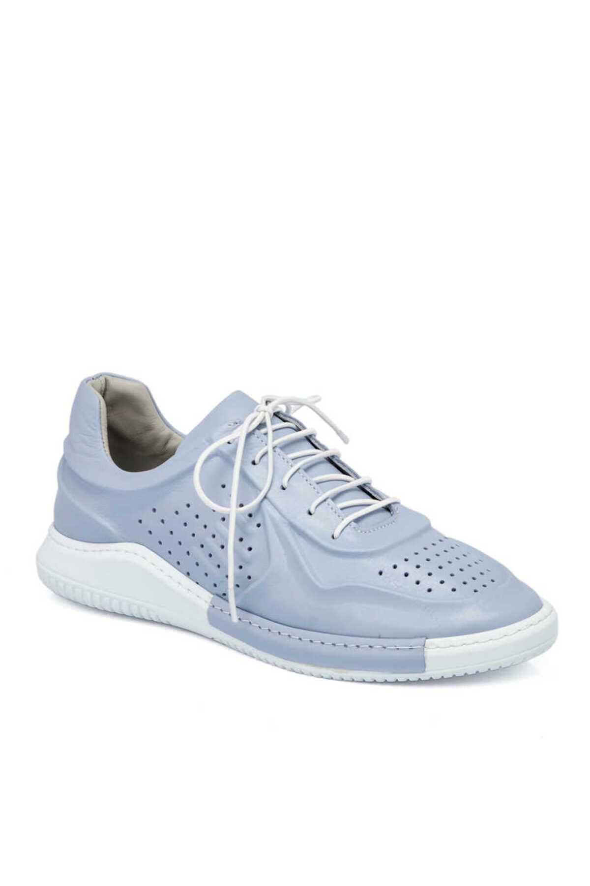 Tergan Mavi Deri Kadın Sneaker - K23I1AY66638-J61