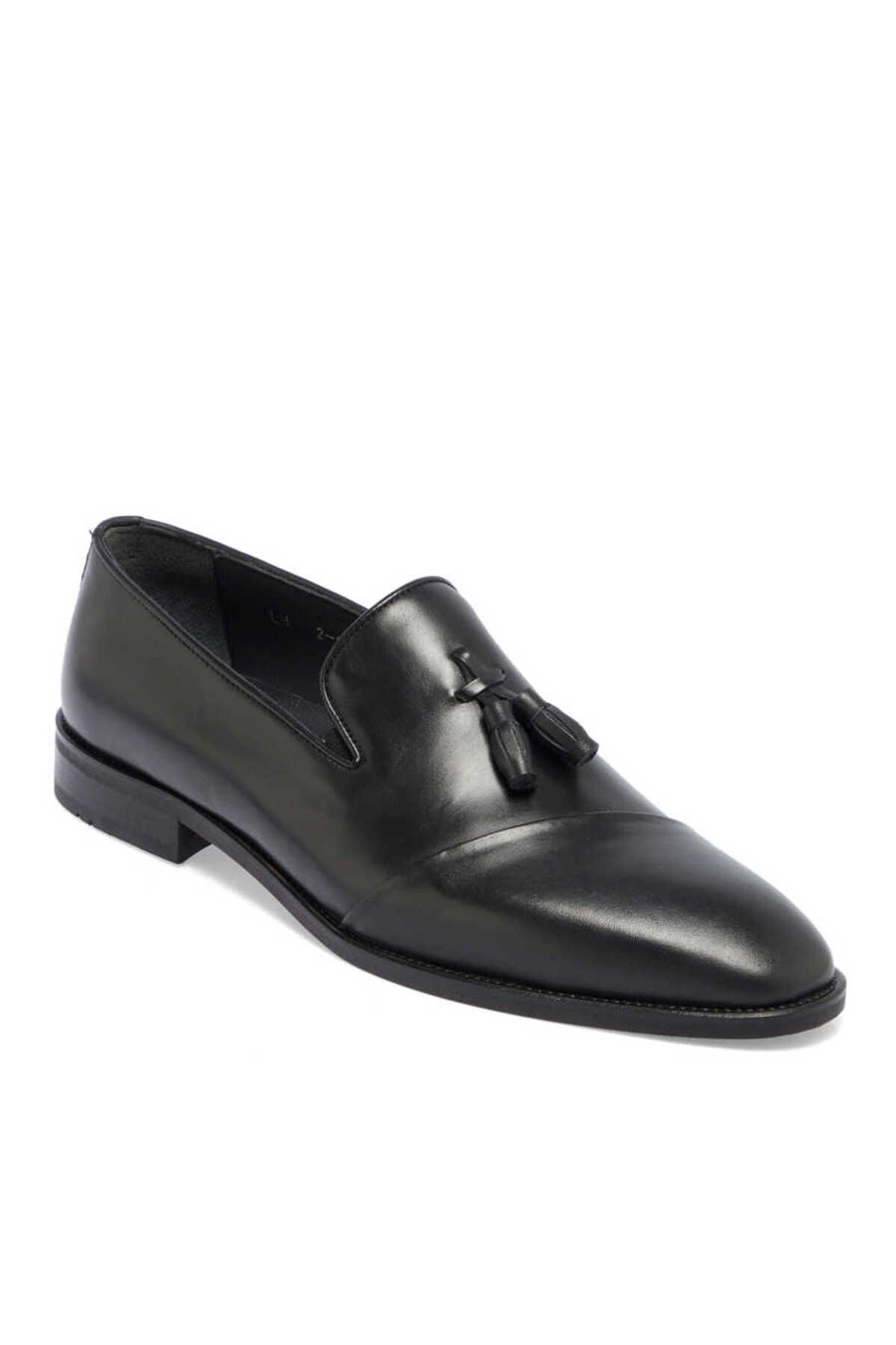 Tergan Siyah Deri Erkek Klasik Ayakkabı - E23I1AY56344-A43