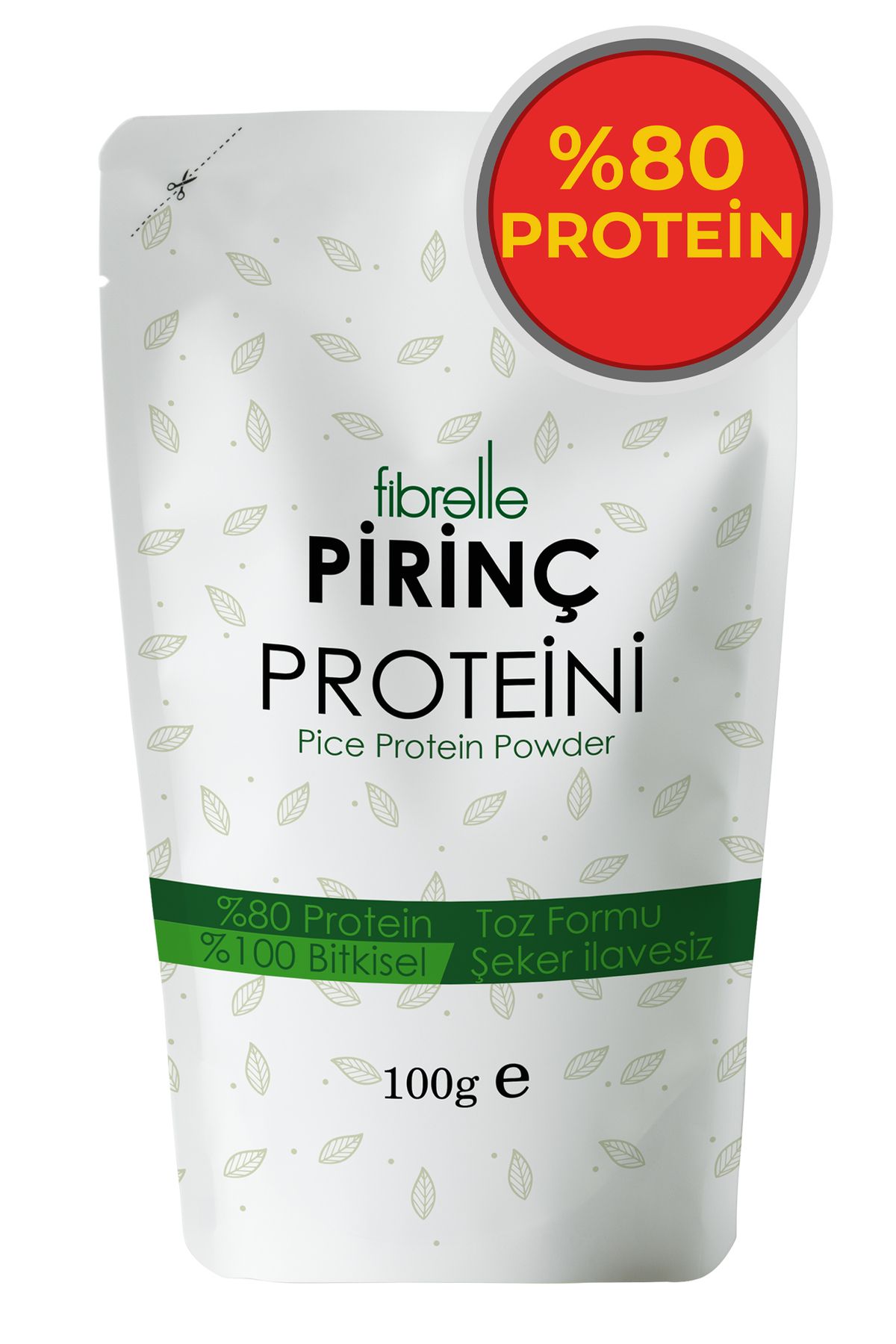 Fibrelle Pirinç Proteini Tozu 100gr // Yüksek Protein Oranı // %80 Protein