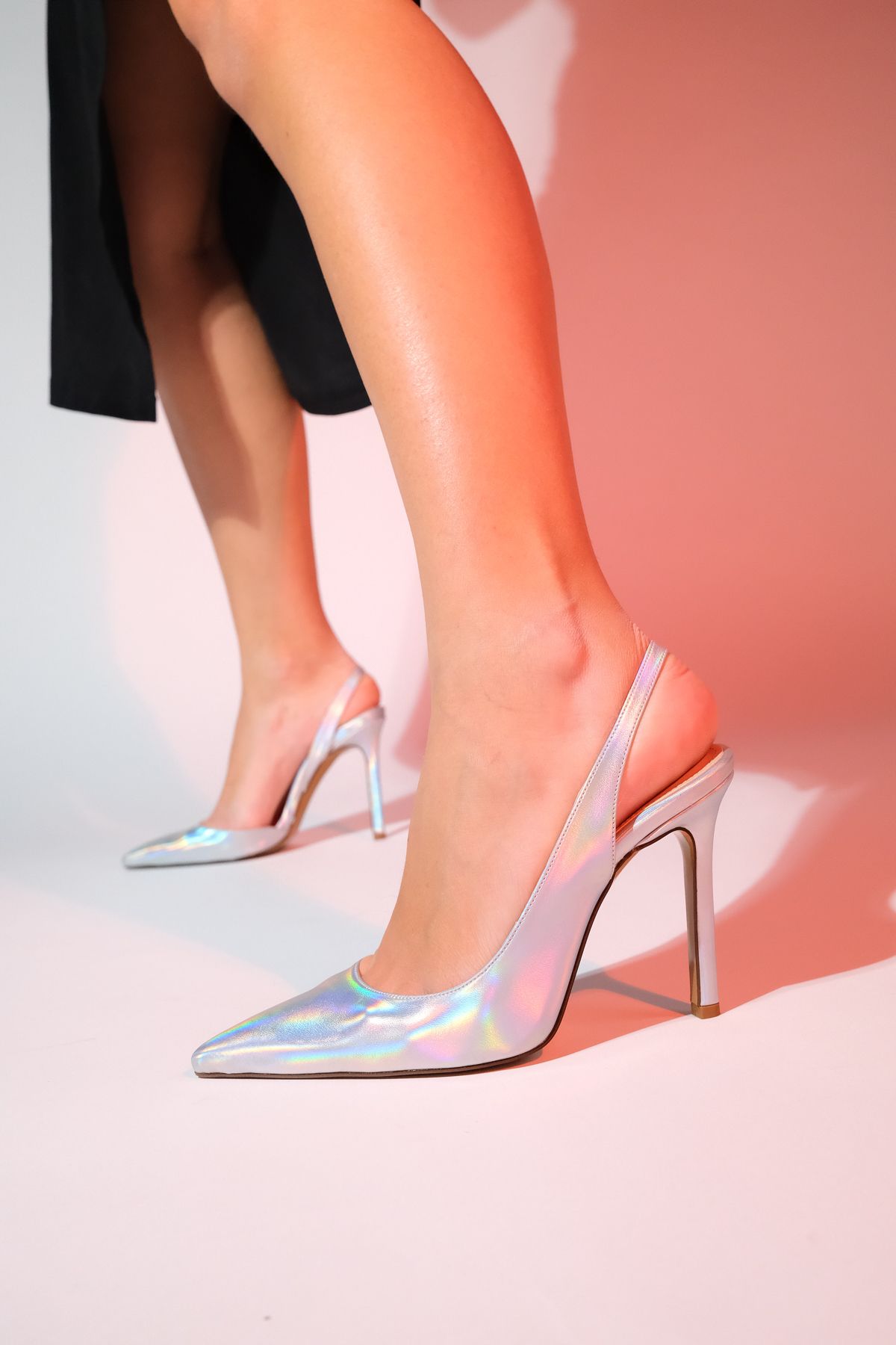luvishoes Twine Metalik Gümüş Kadın Topuklu Ayakkabı