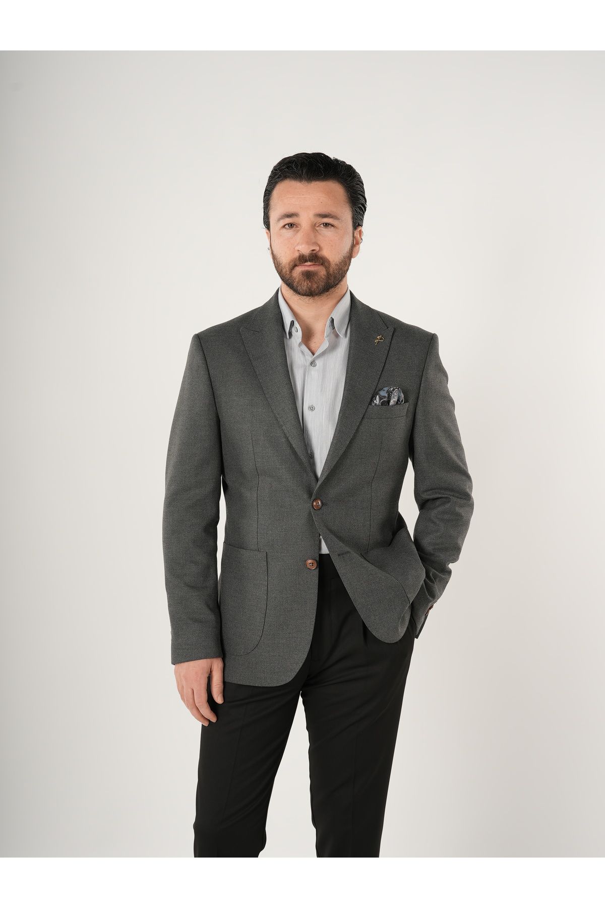PAREZ Premium Erkek İtalyan Stil Slim Fit Punto Dikişli Torba Cepli Yarım Astarlı Ceket