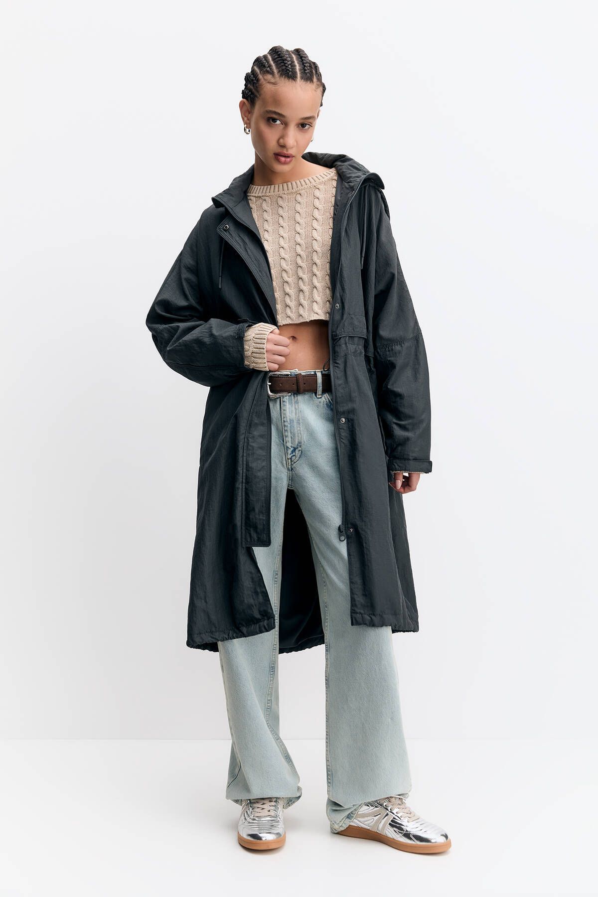 Pull & Bear Yırtılmaz kumaştan oversize parka