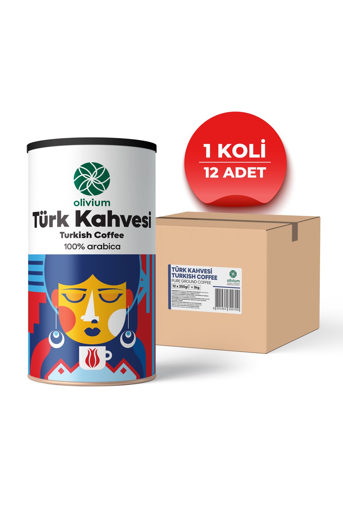 Olivium Türk Kahvesi Teneke Kutu(12X250GR)