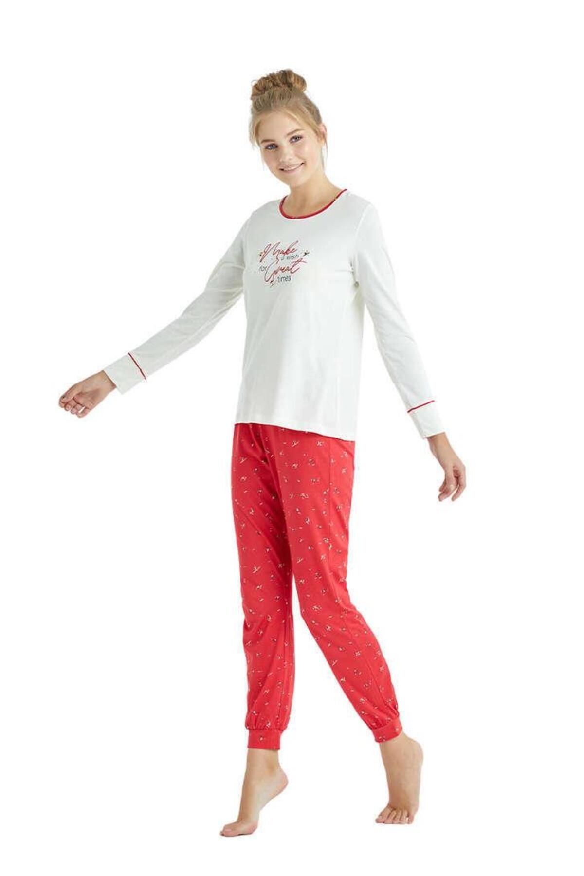 Blackspade 50859 Ekru Modal Uzun Kollu Kadın Pijama Takımı