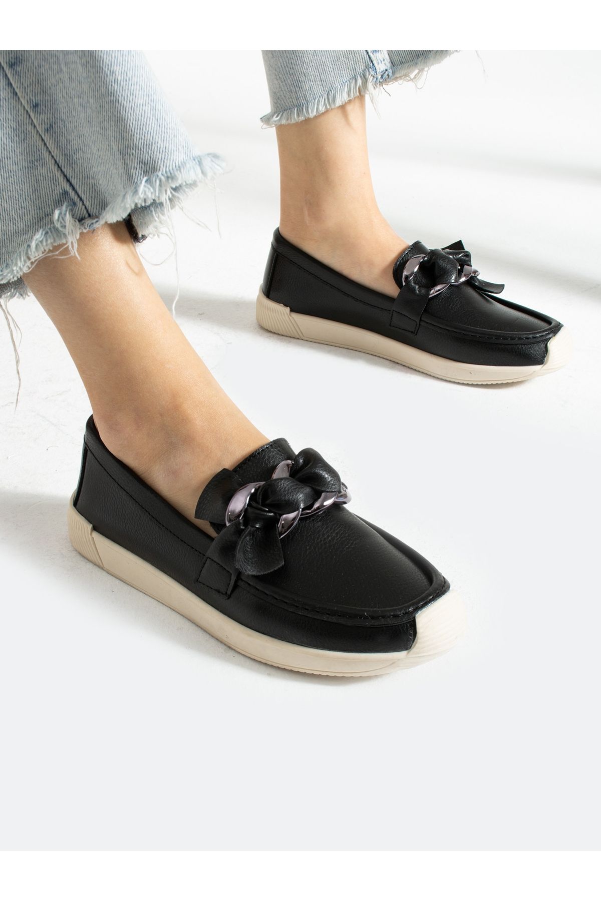 Alemdar Shoes Siyah Toka Detay Kadın Loafer
