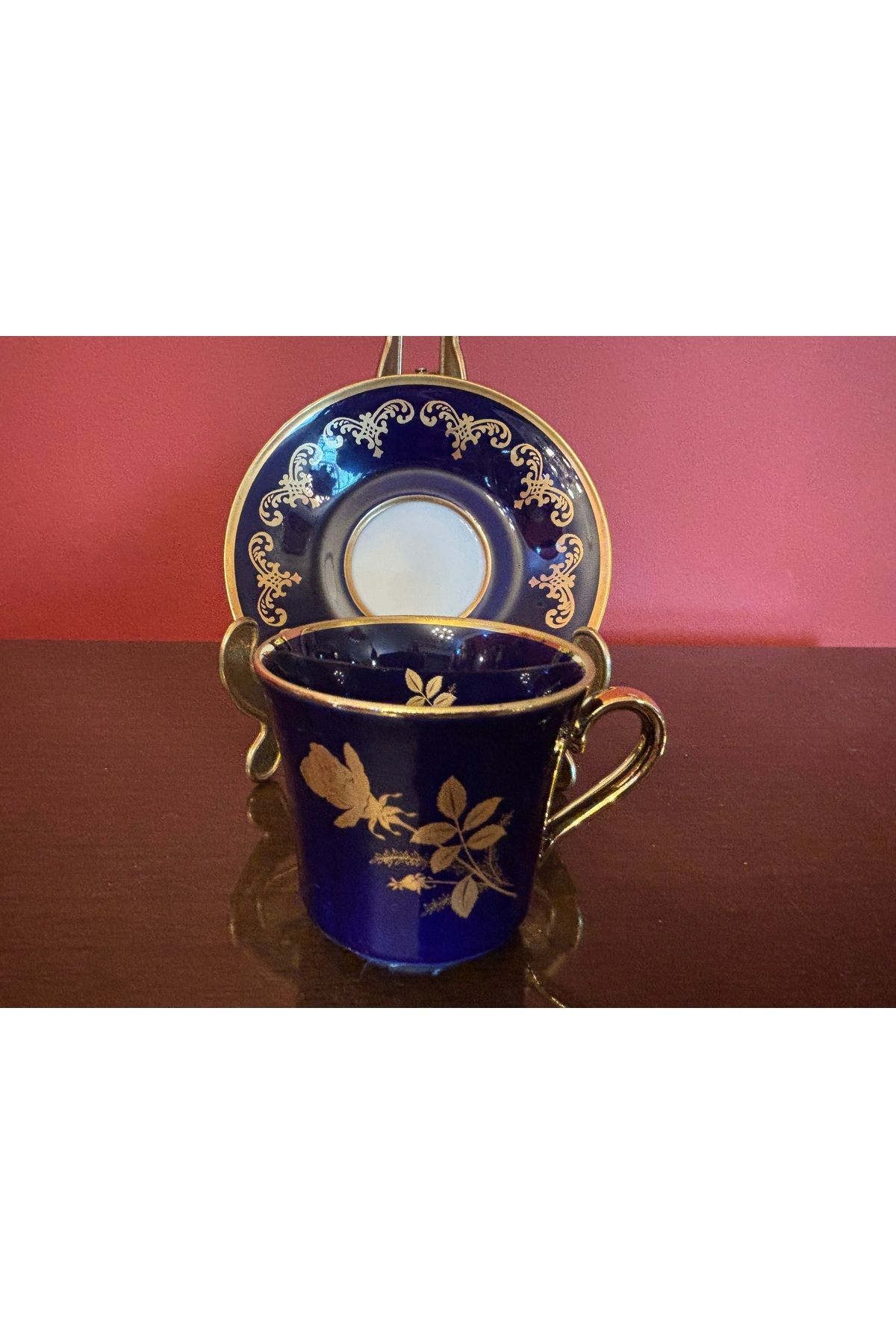 tayfuntufan antika koleksiyon echt kobalt bavaria 24 karat gold çay kahve fincanı