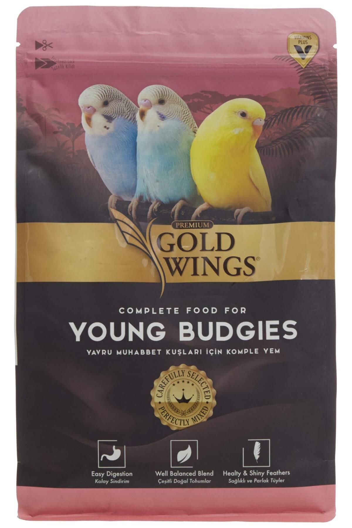 Gold Wings Young Budgies Yavru Muhabbet Kuşu Yemi muhabbet kuşu yem protein mineral 1 Kg