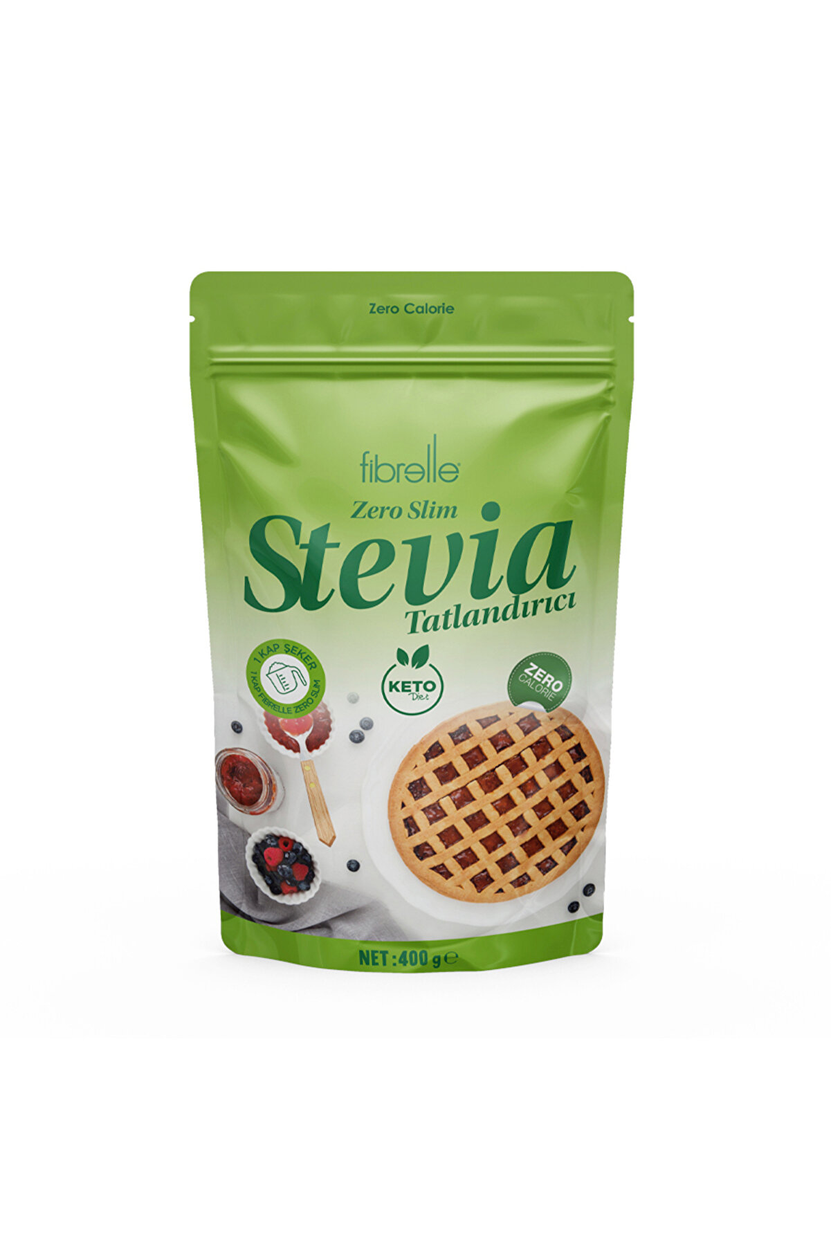Fibrelle Zero Slim Stevia Toz Tatlandırıcı / Ketojenik / Sıfır Kalori / 400 G